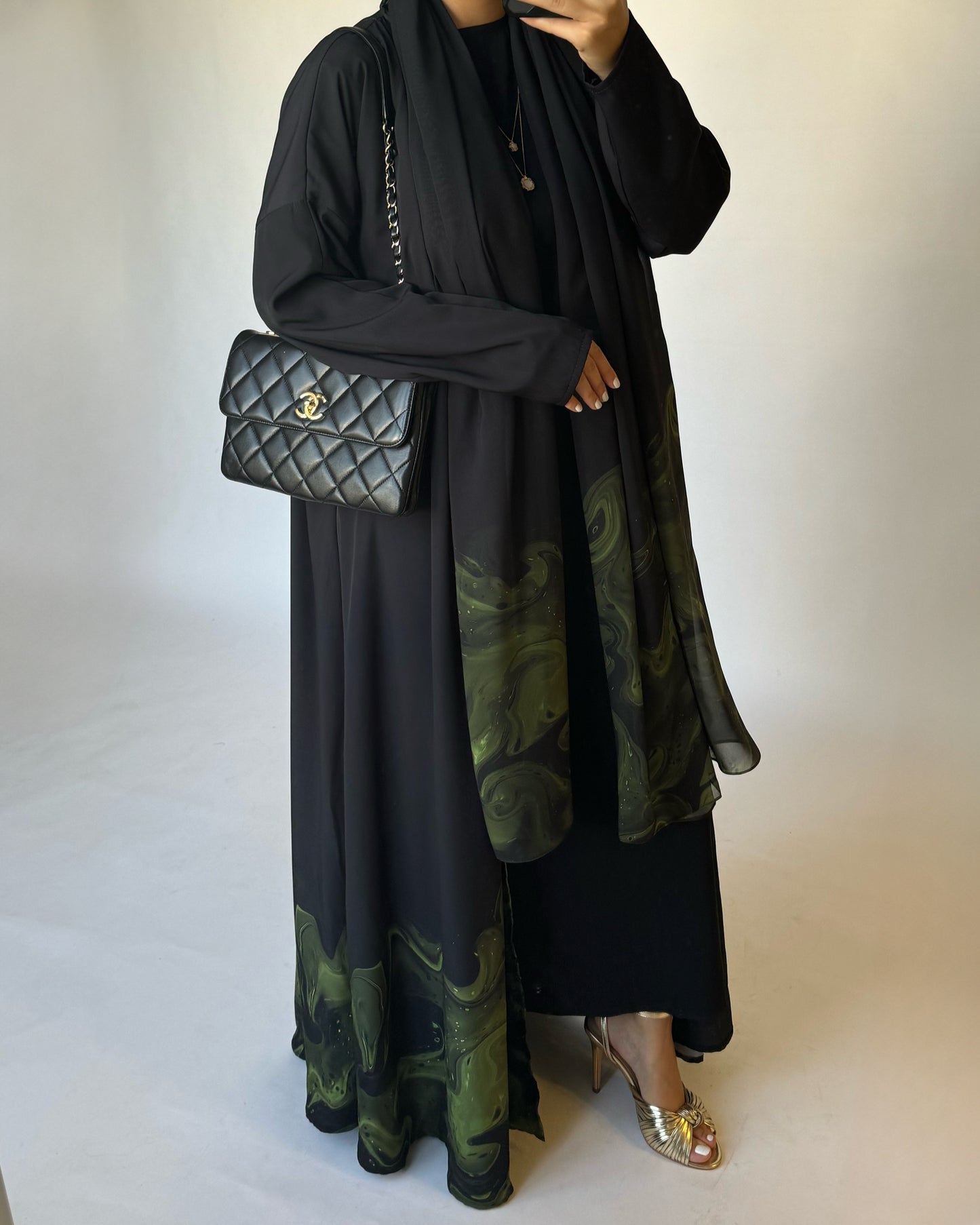 A227 - Black & Green Sea Abaya