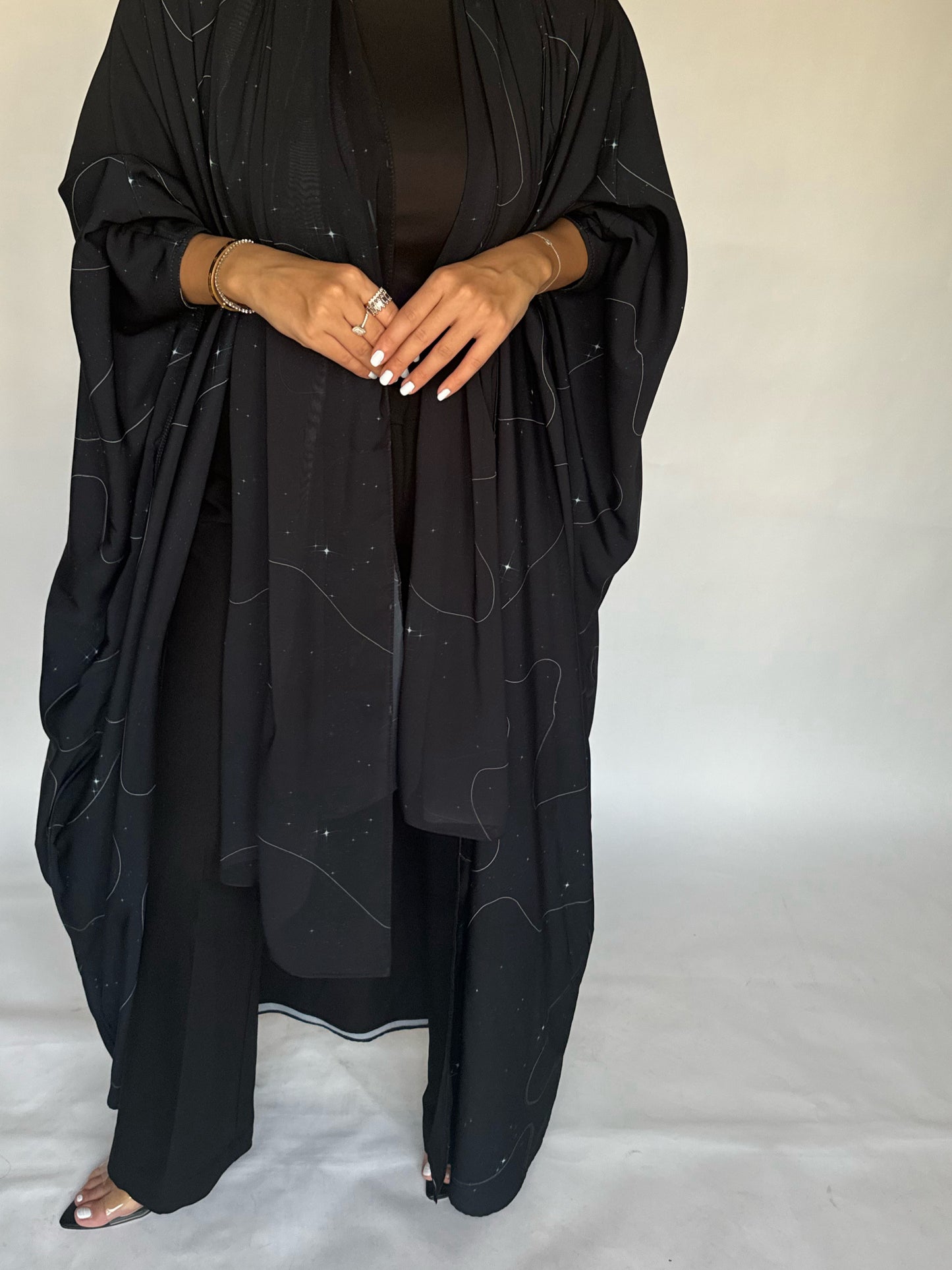 Black Space Abaya with a Hint of Blue (READY TO SHIP)