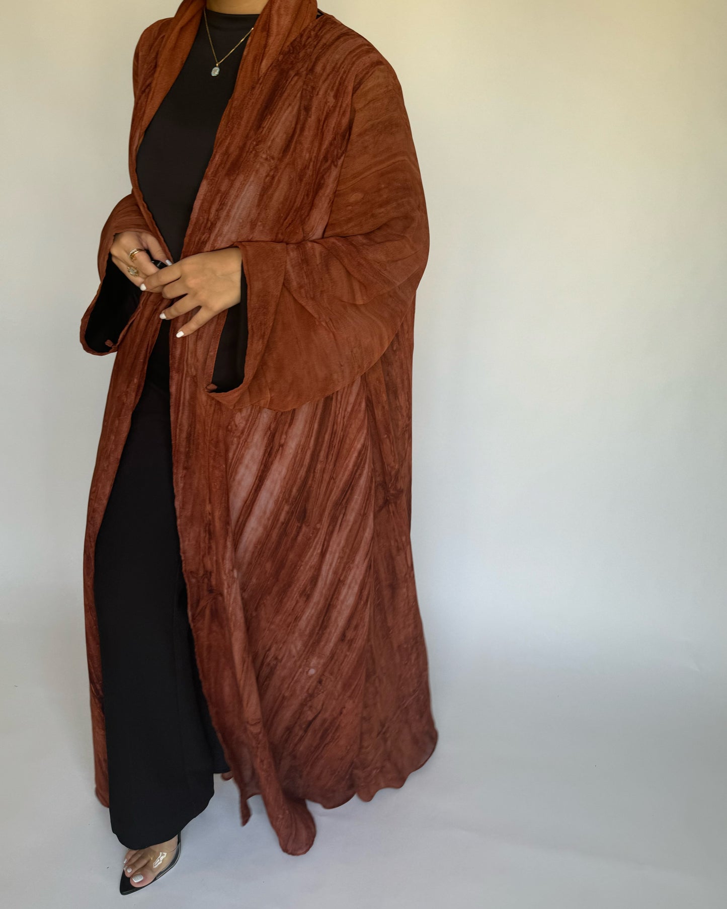 A218 - Burnt Orange Pattern Abaya