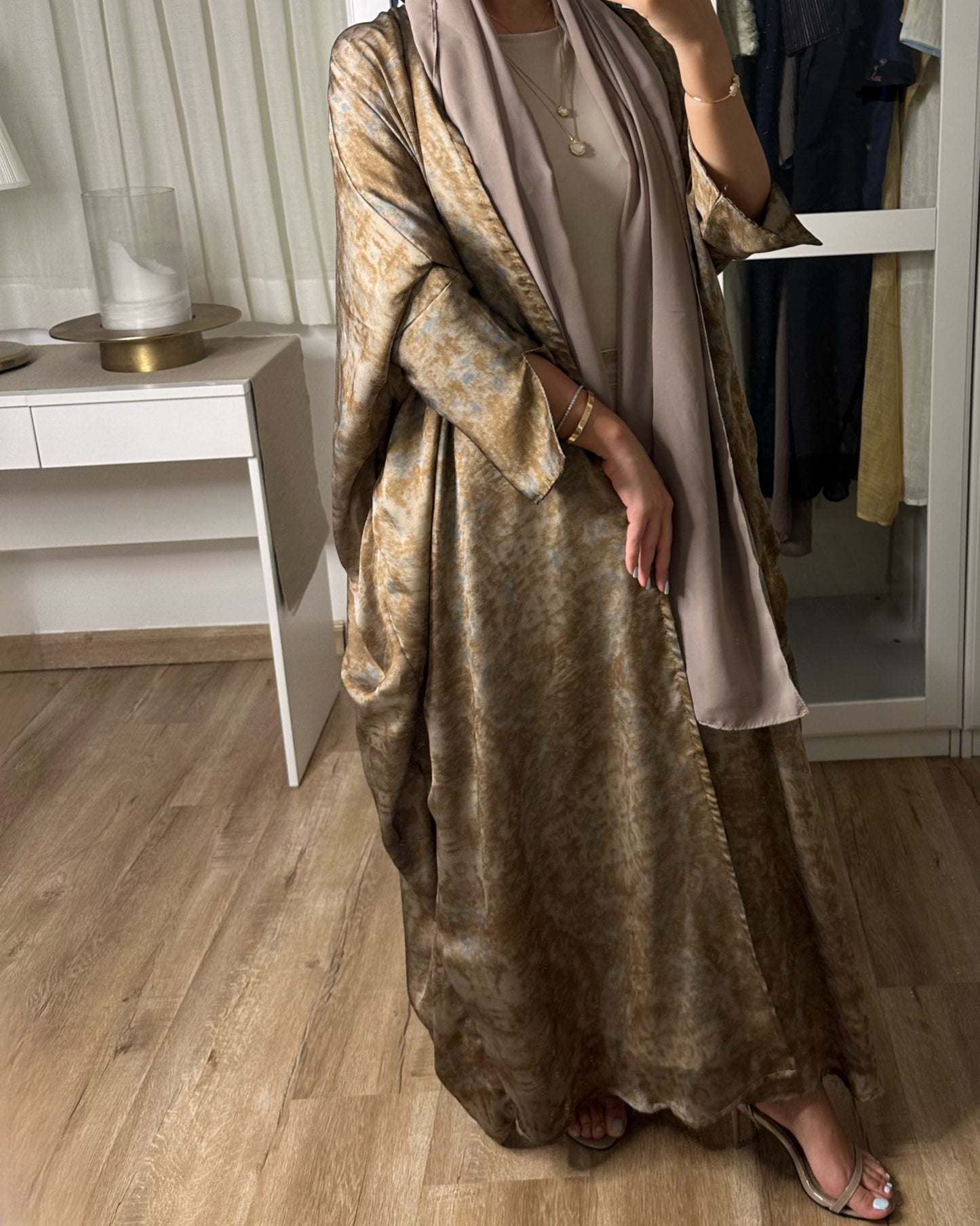 Brown Chiffon Summery Pattern Abaya