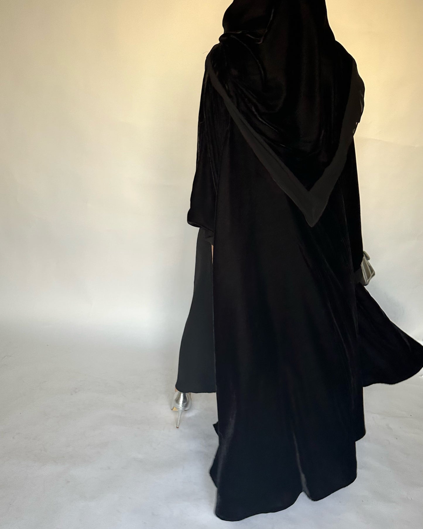 A140 - Black Winter Velvet Abaya & Head Scarf