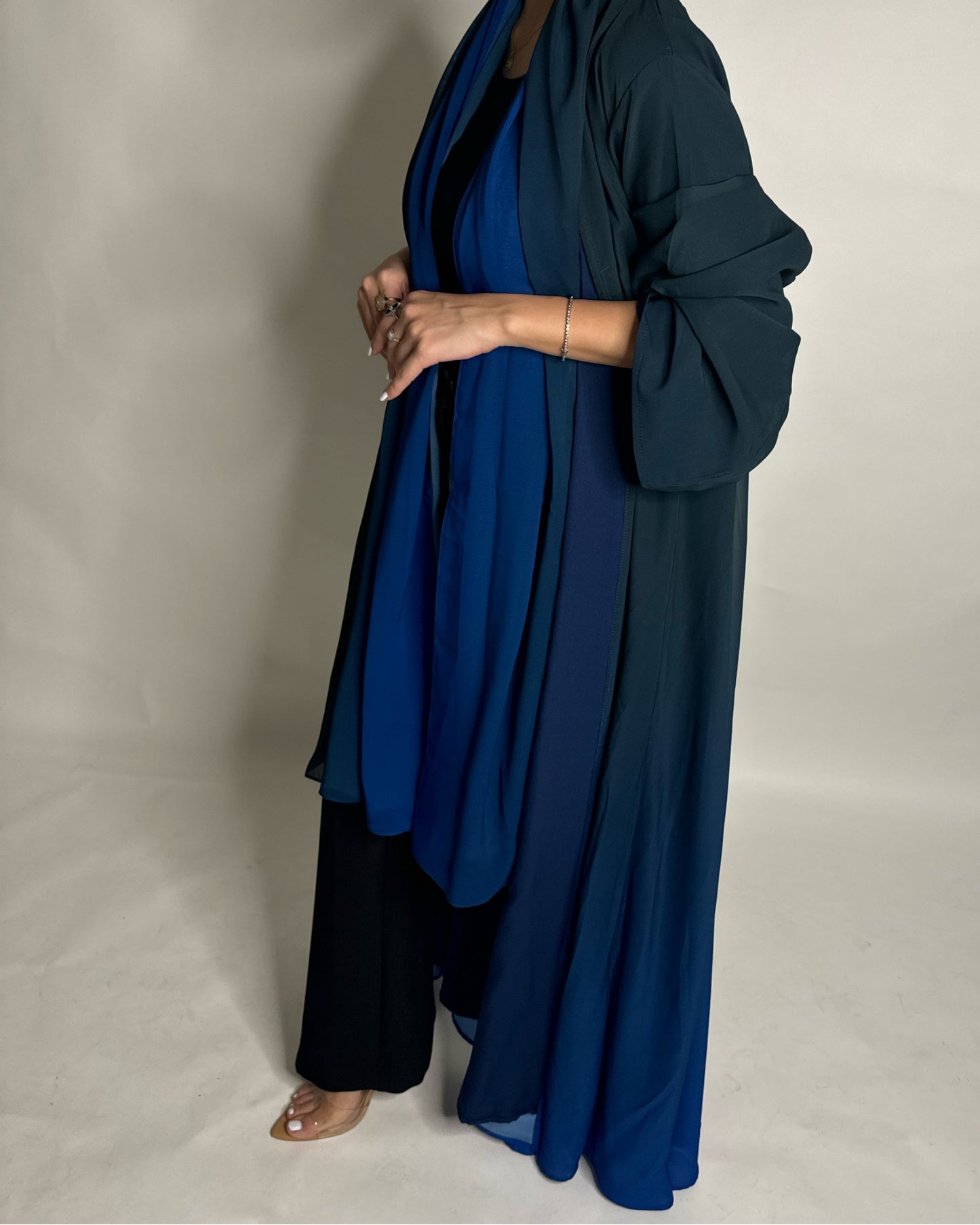 A178 - Green & Blue Ombre Flowy Abaya (READY TO SHIP)