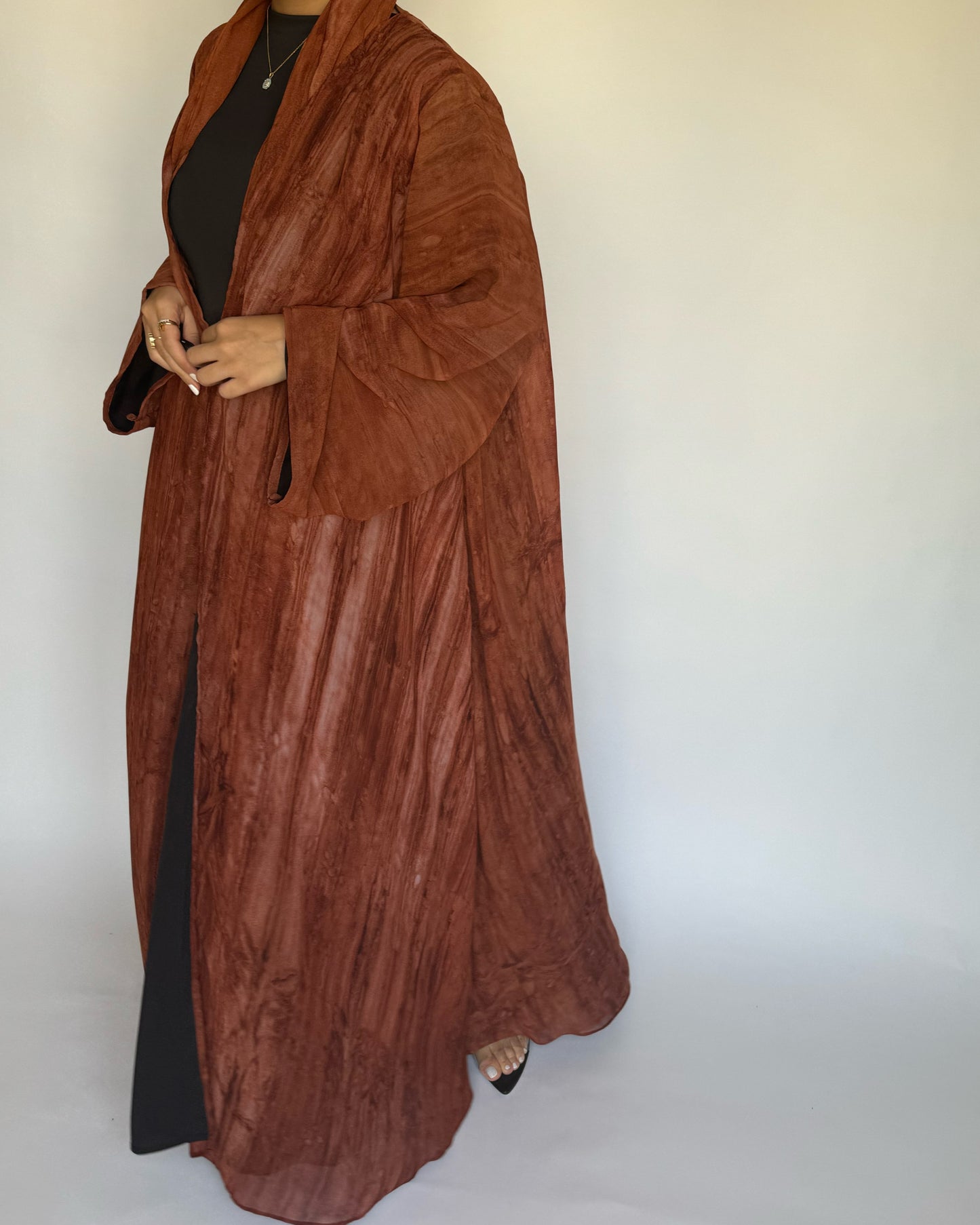 A218 - Burnt Orange Pattern Abaya