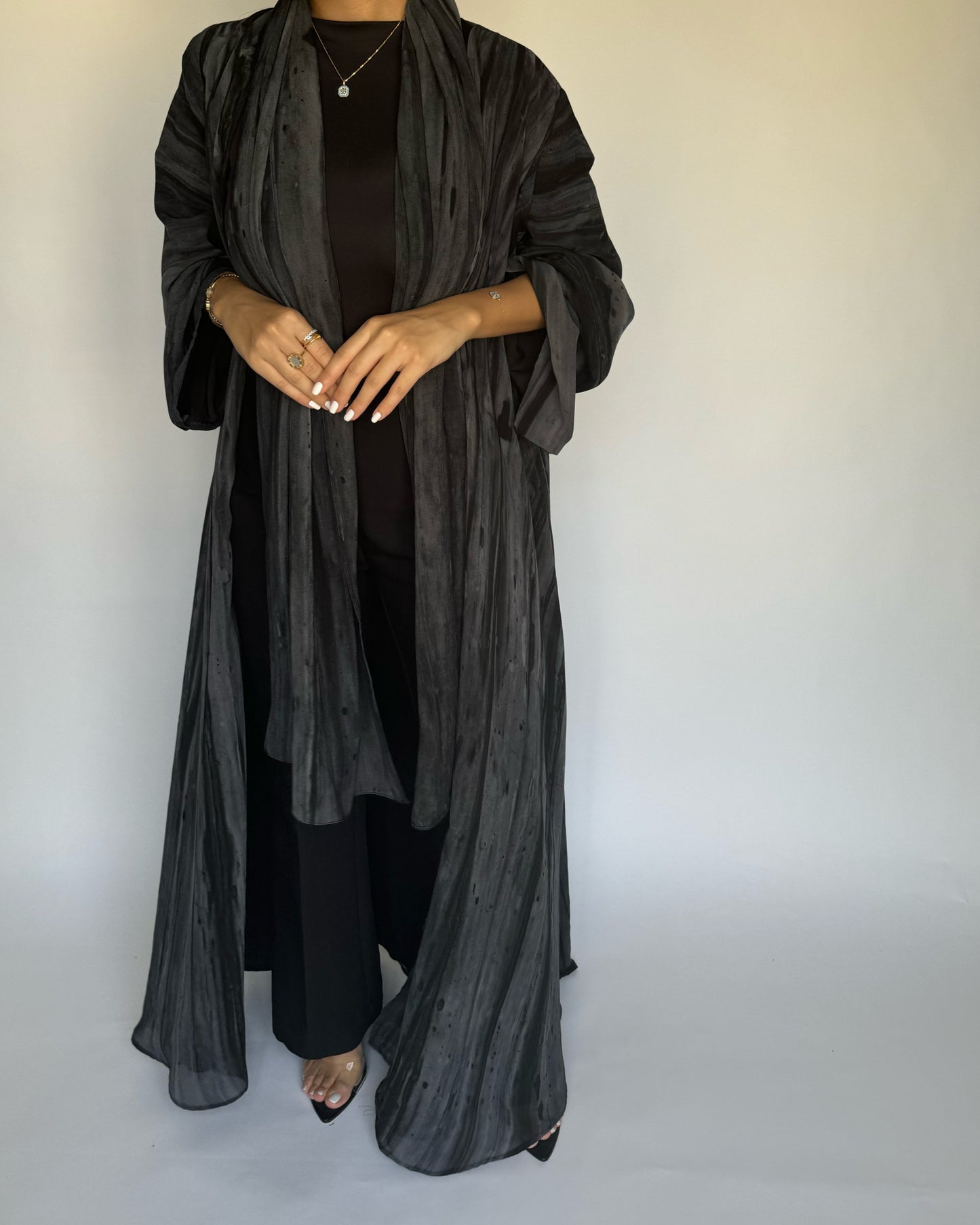 Gray Pattern Abaya (READY TO SHIP)