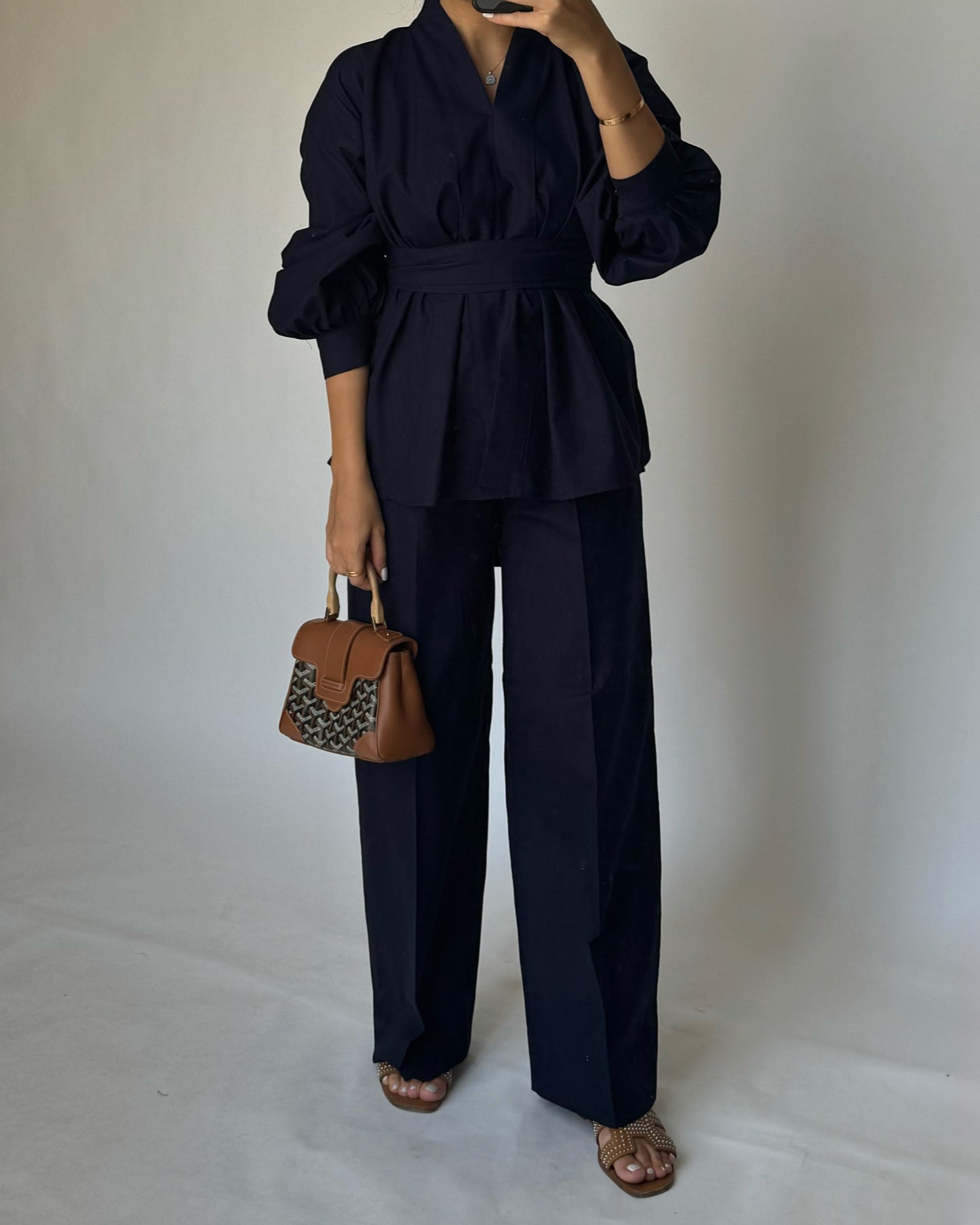 A192 - Navy Blue Summer Linen Set