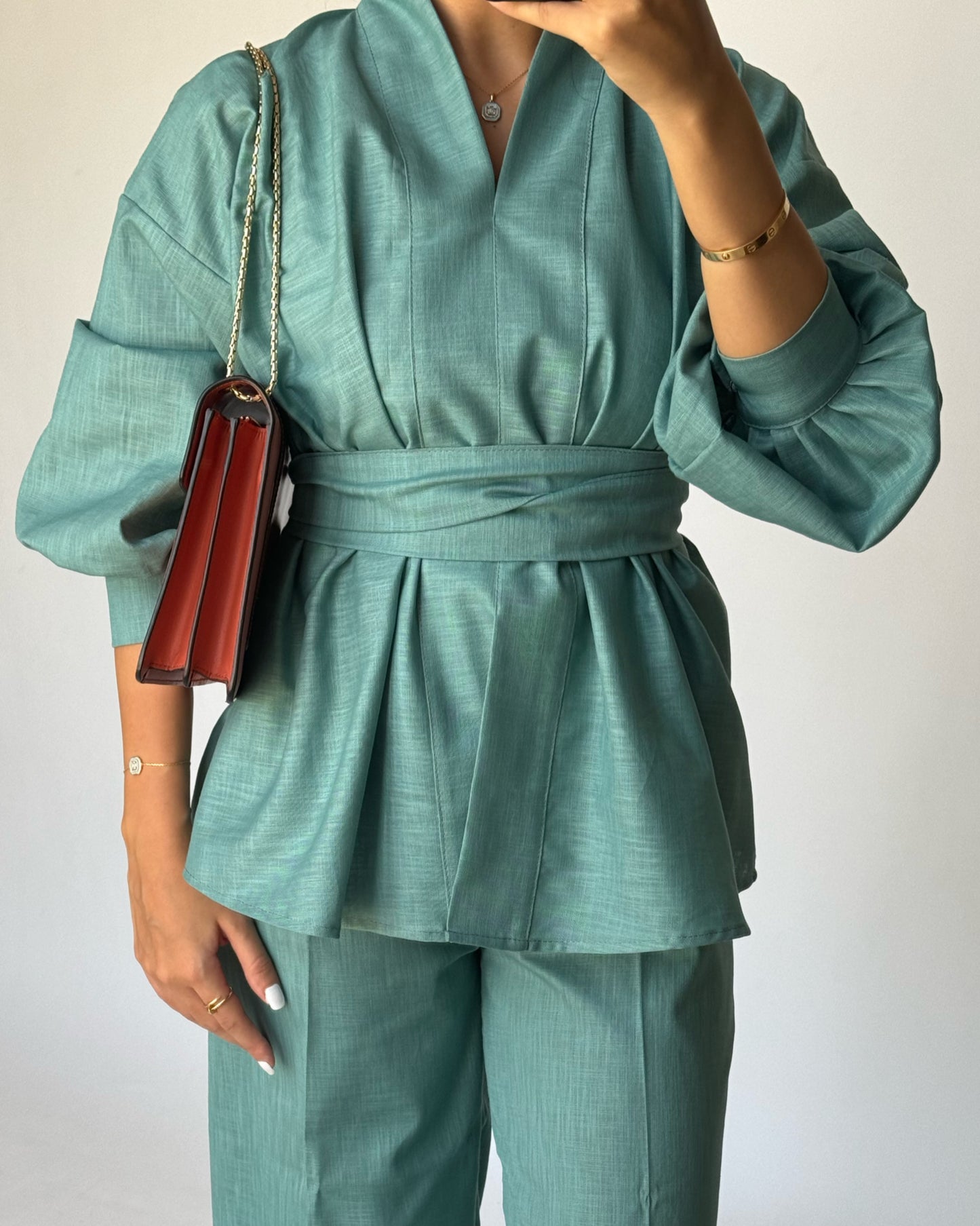 Blue Summer Linen Set (READY TO SHIP)