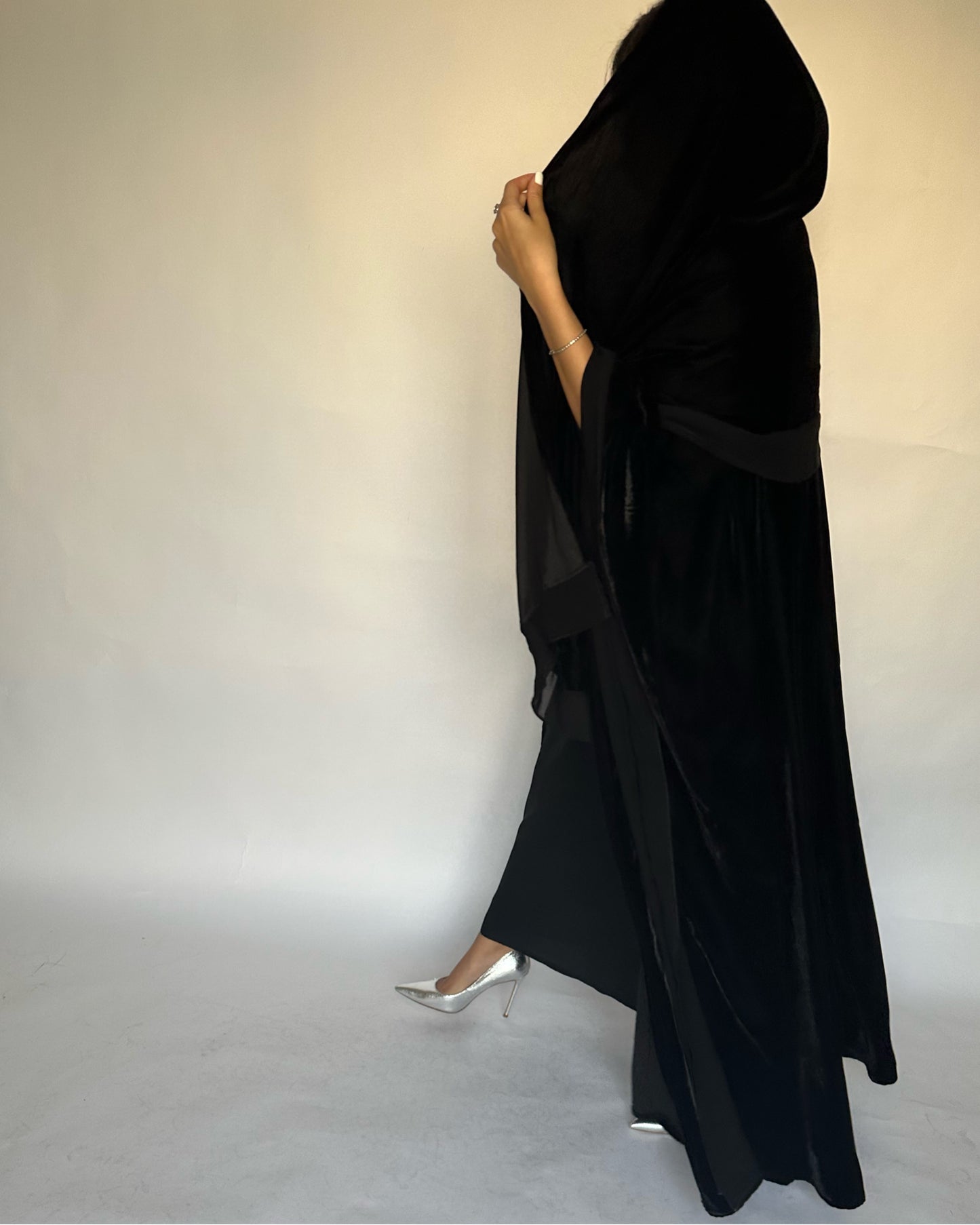 A140 - Black Winter Velvet Abaya & Head Scarf