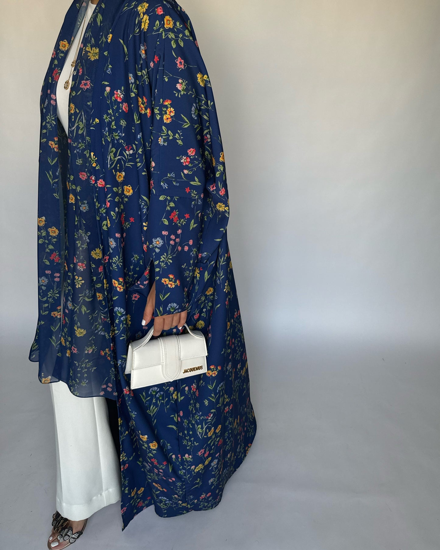 A246 - Blue Summery Flower Abaya