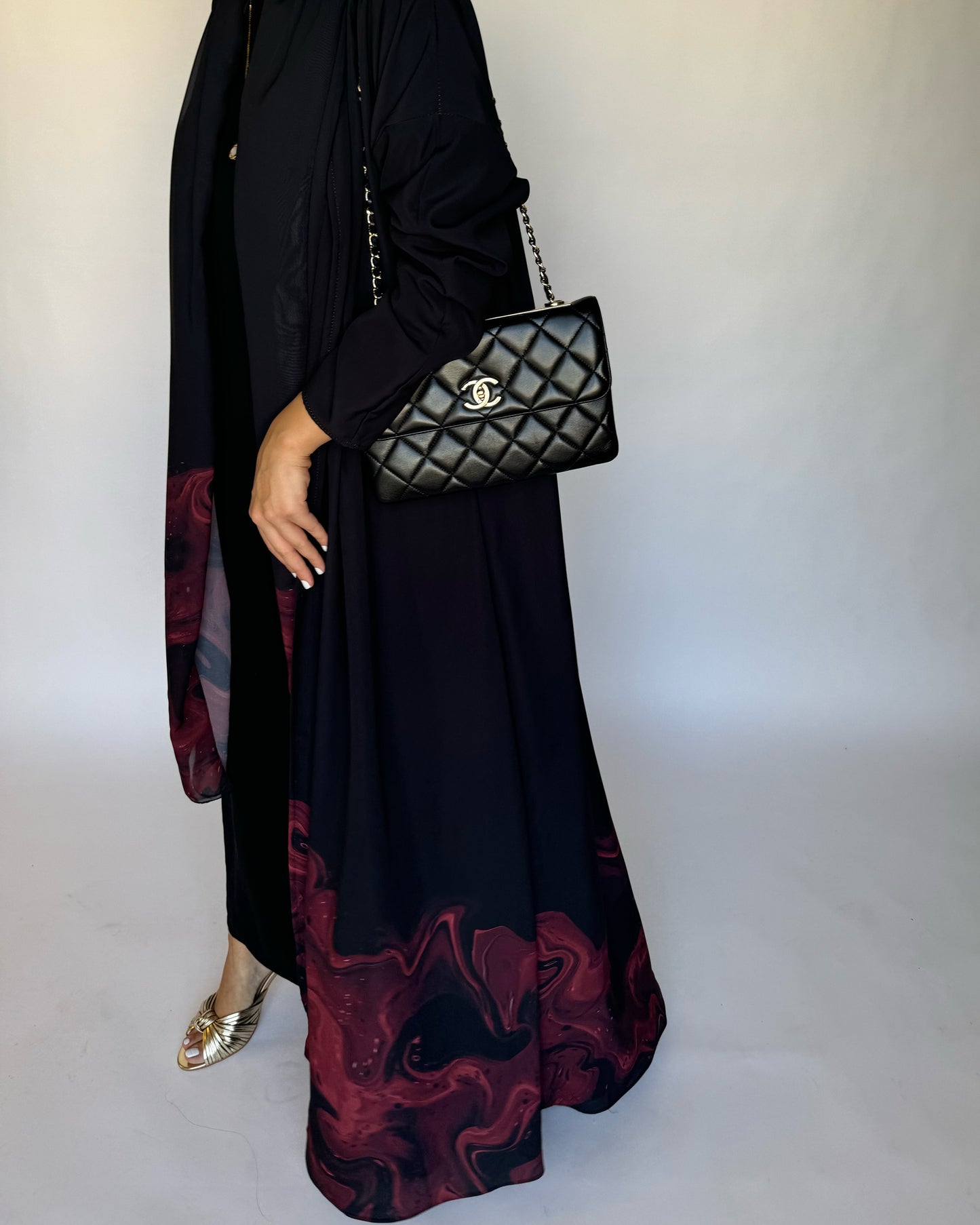 A228 - Black & Maroon Sea Abaya