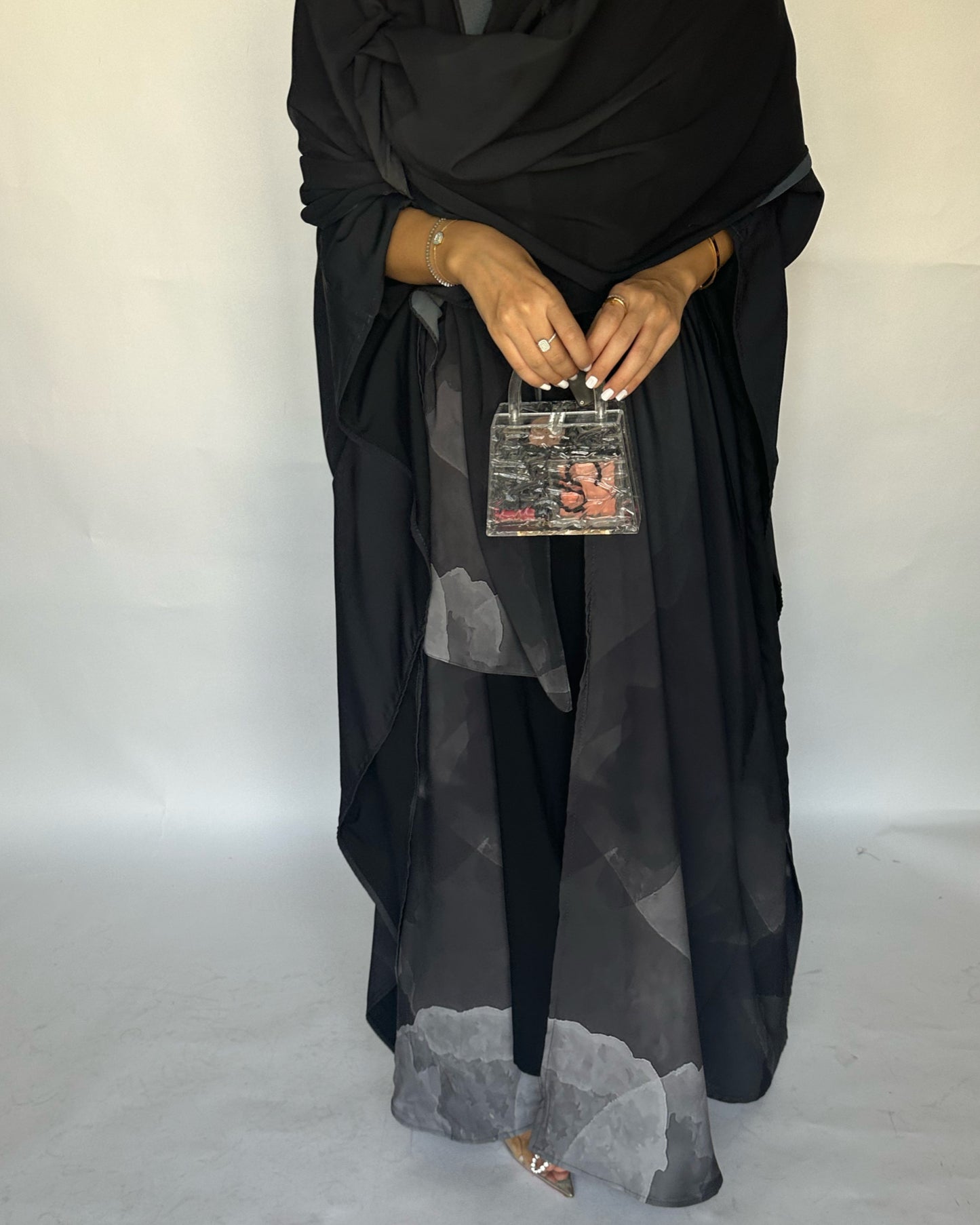 A123 - Gray Gradient Cloud Abaya