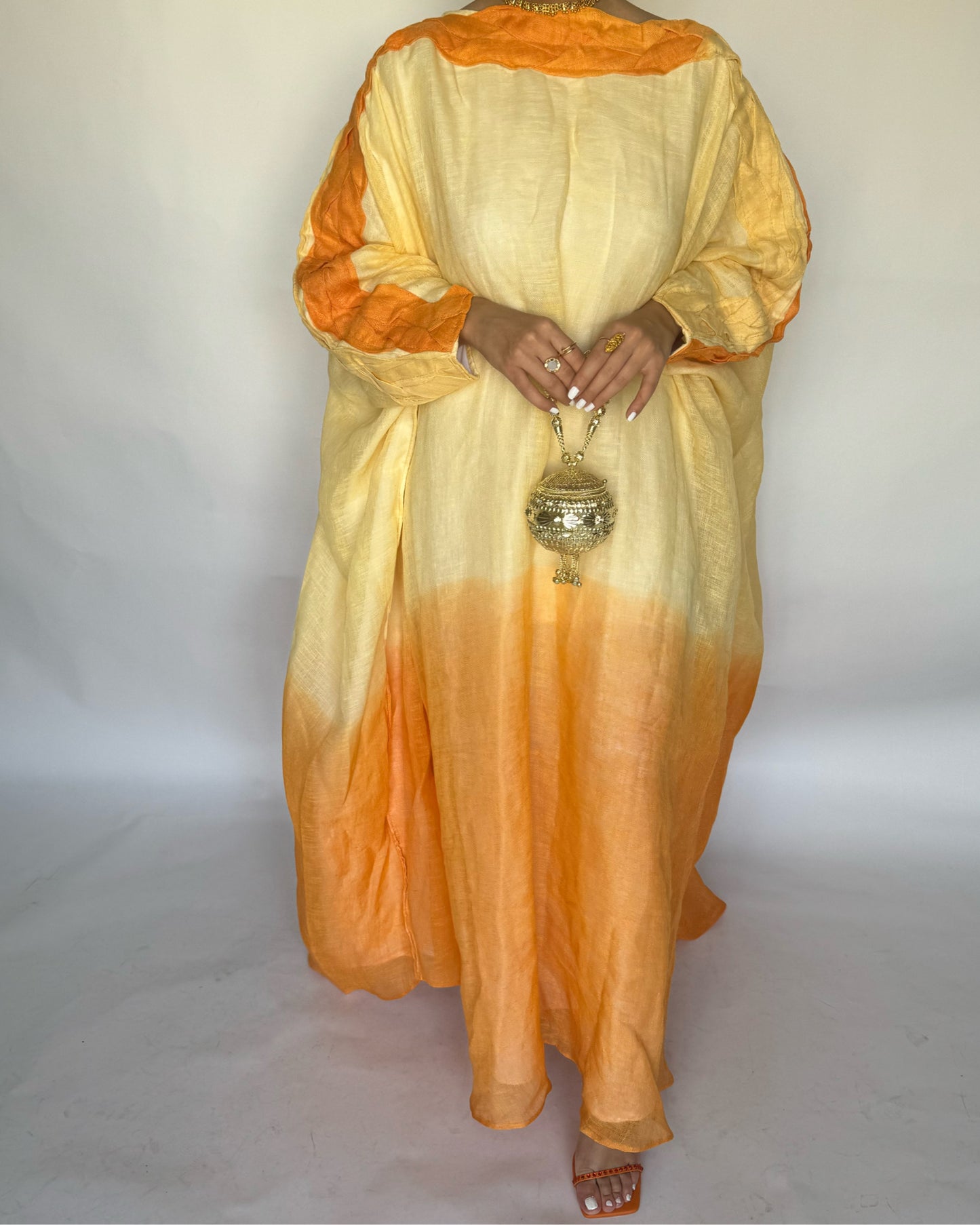 A152 - Orange Ombre Braided Jalabiya