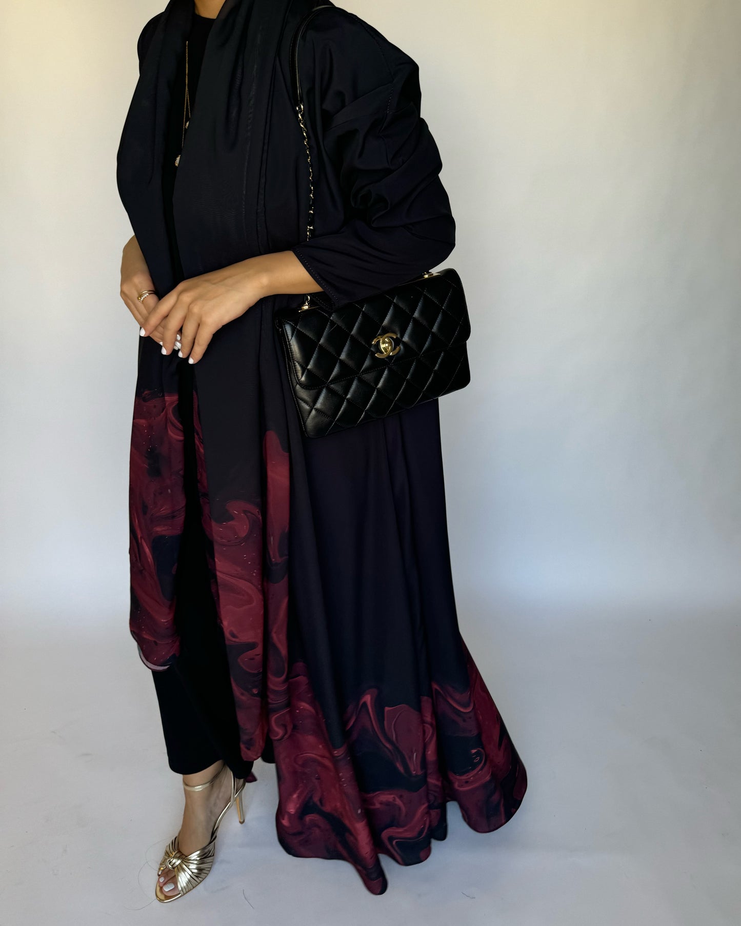 A228 - Black & Maroon Sea Abaya