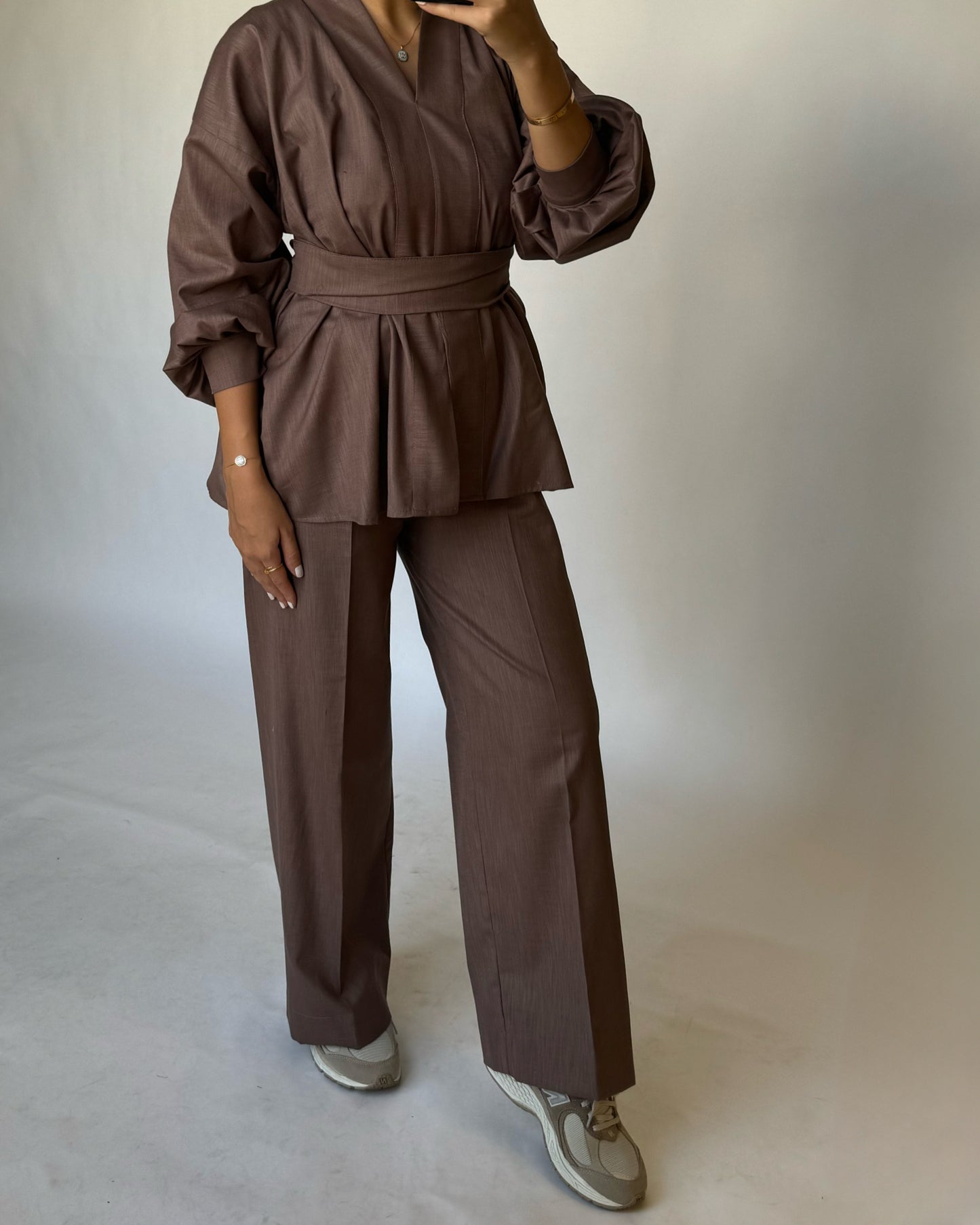 Brown Summer Linen Set (READY TO SHIP)