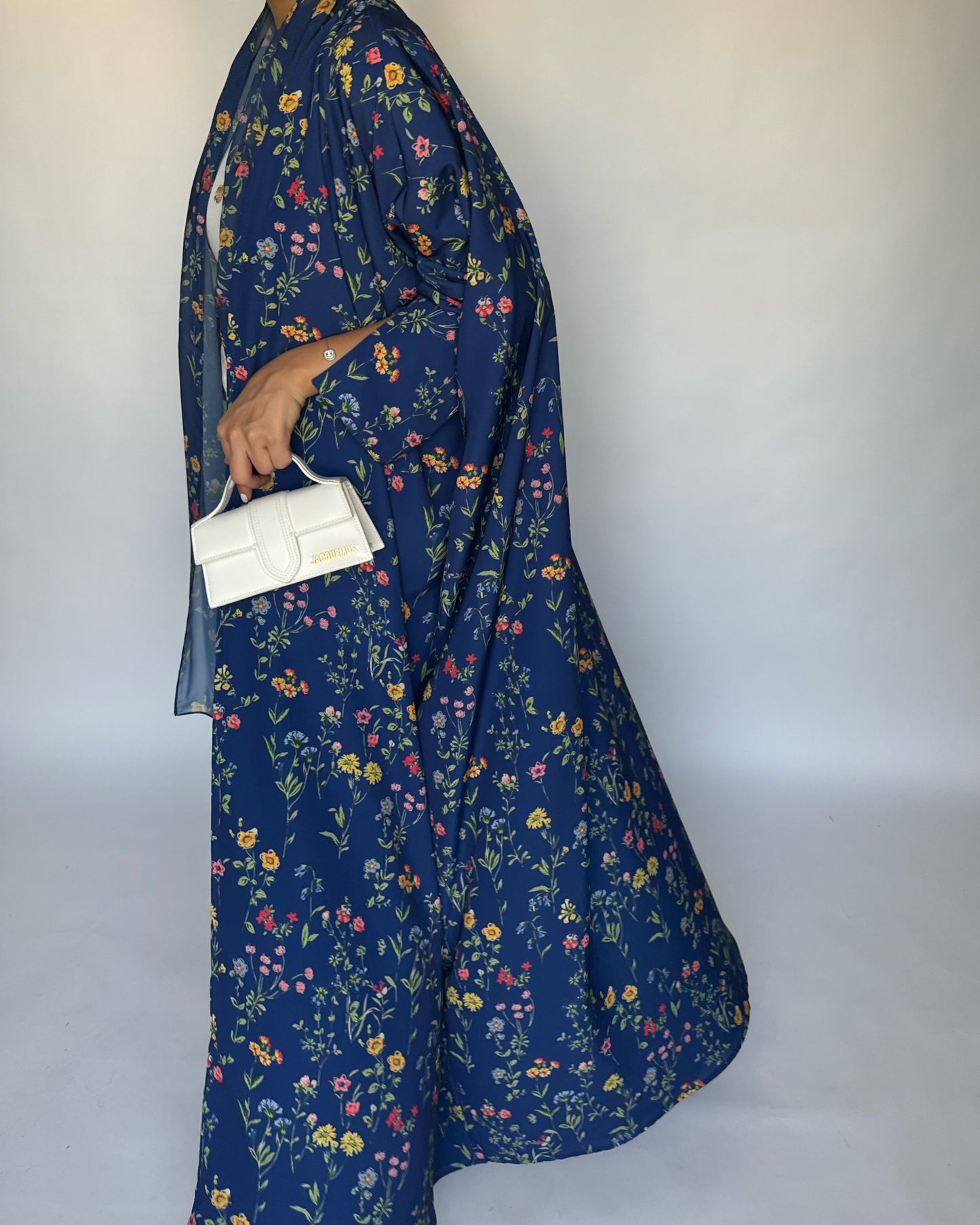 A246 - Blue Summery Flower Abaya