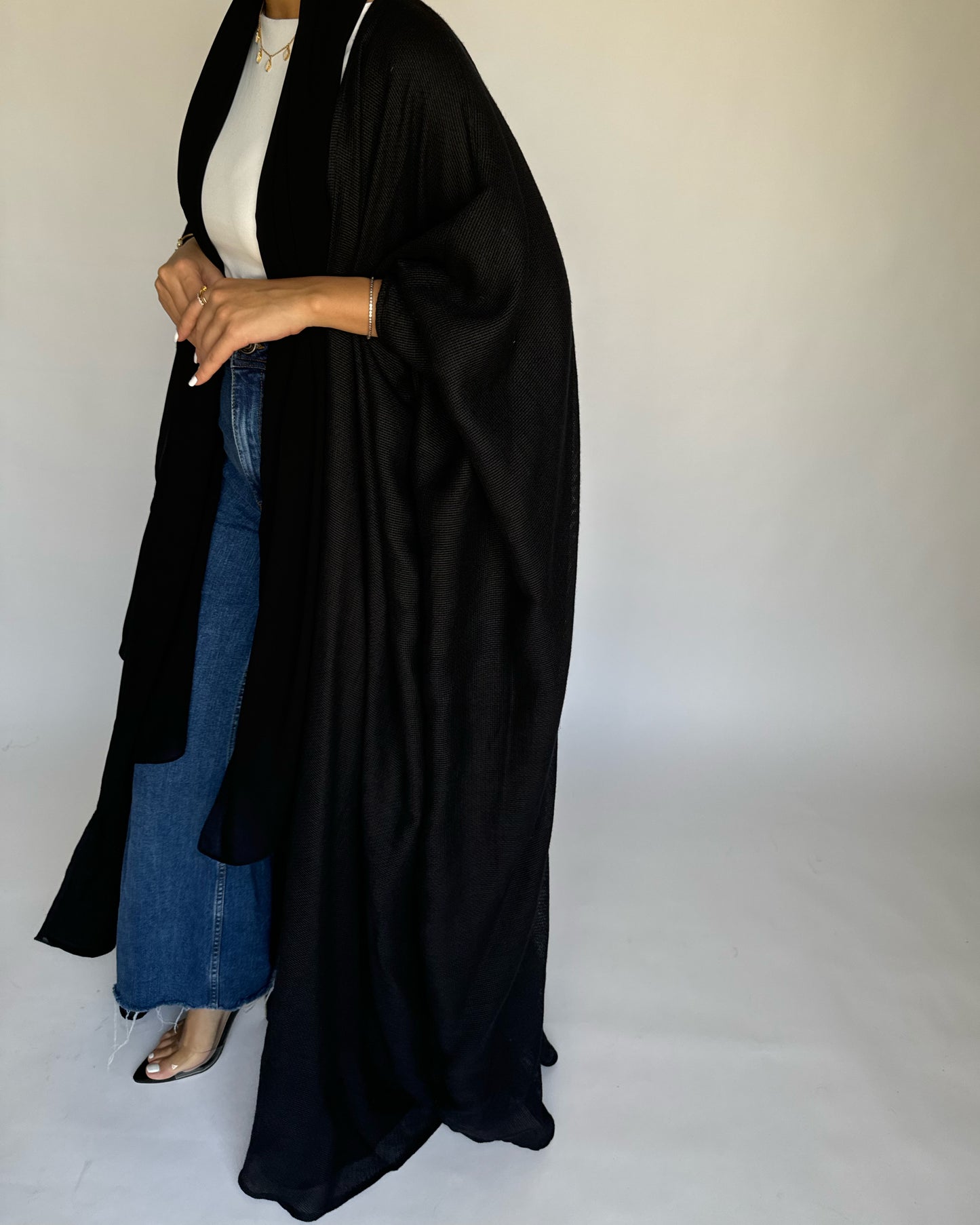 Summer Daily Black Weave Abaya (READY TO SHIP)