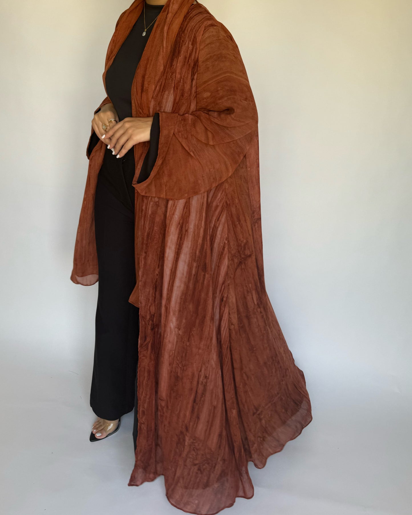 A218 - Burnt Orange Pattern Abaya