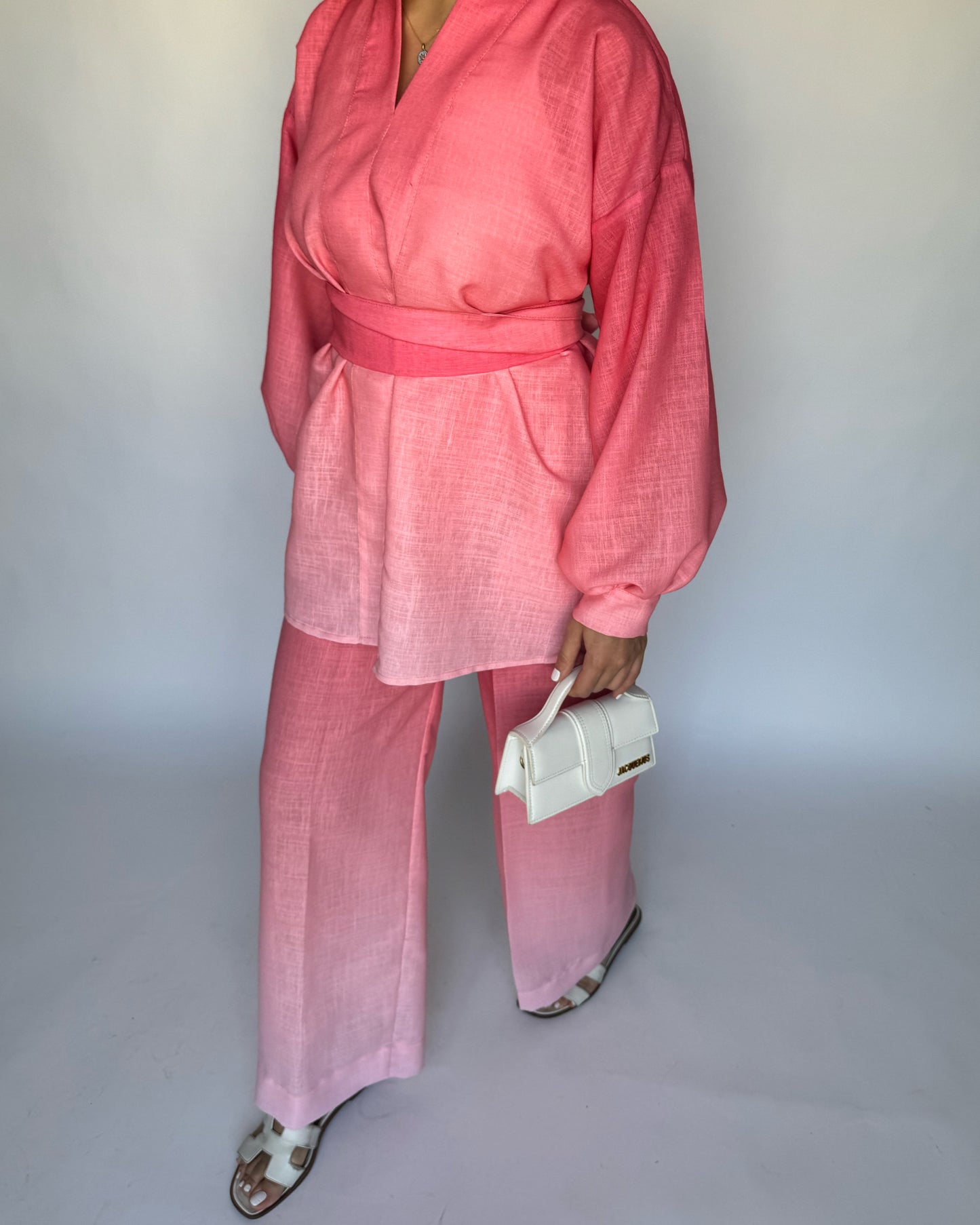 A242 - Ombre Pink Summer Linen Set