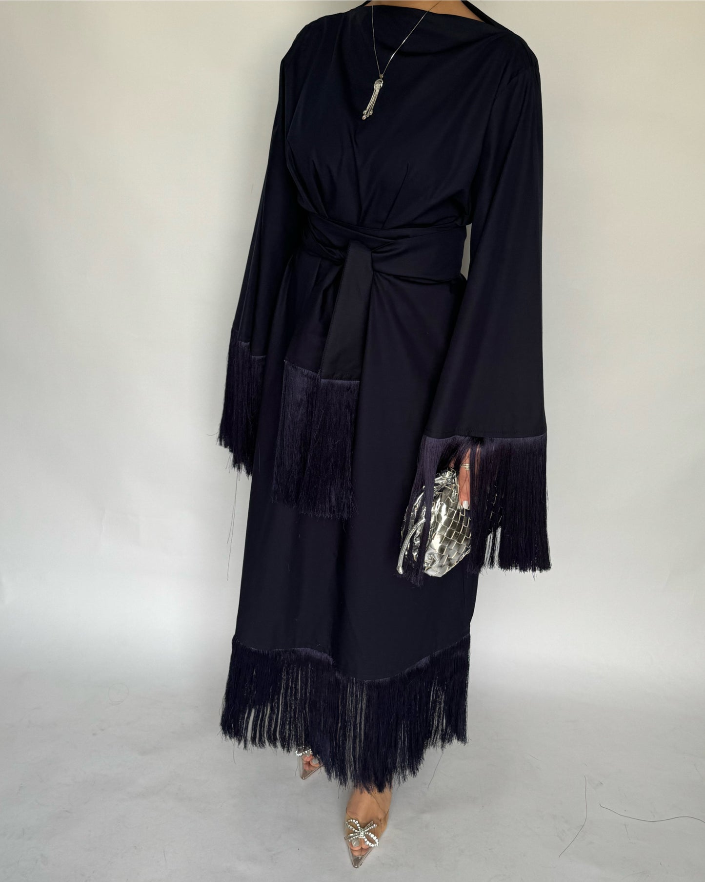 A173 - Navy Blue Tassel Dress