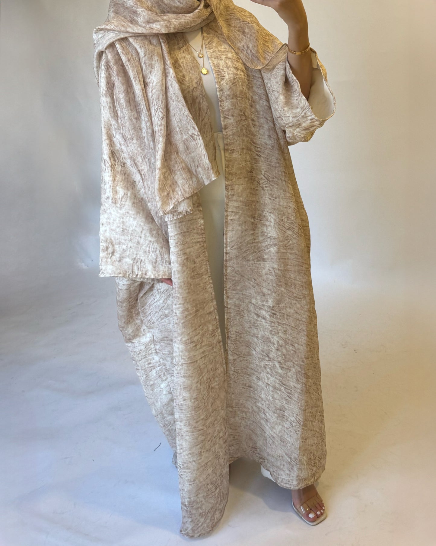 Light Brown Pattern Abaya (READY TO SHIP)