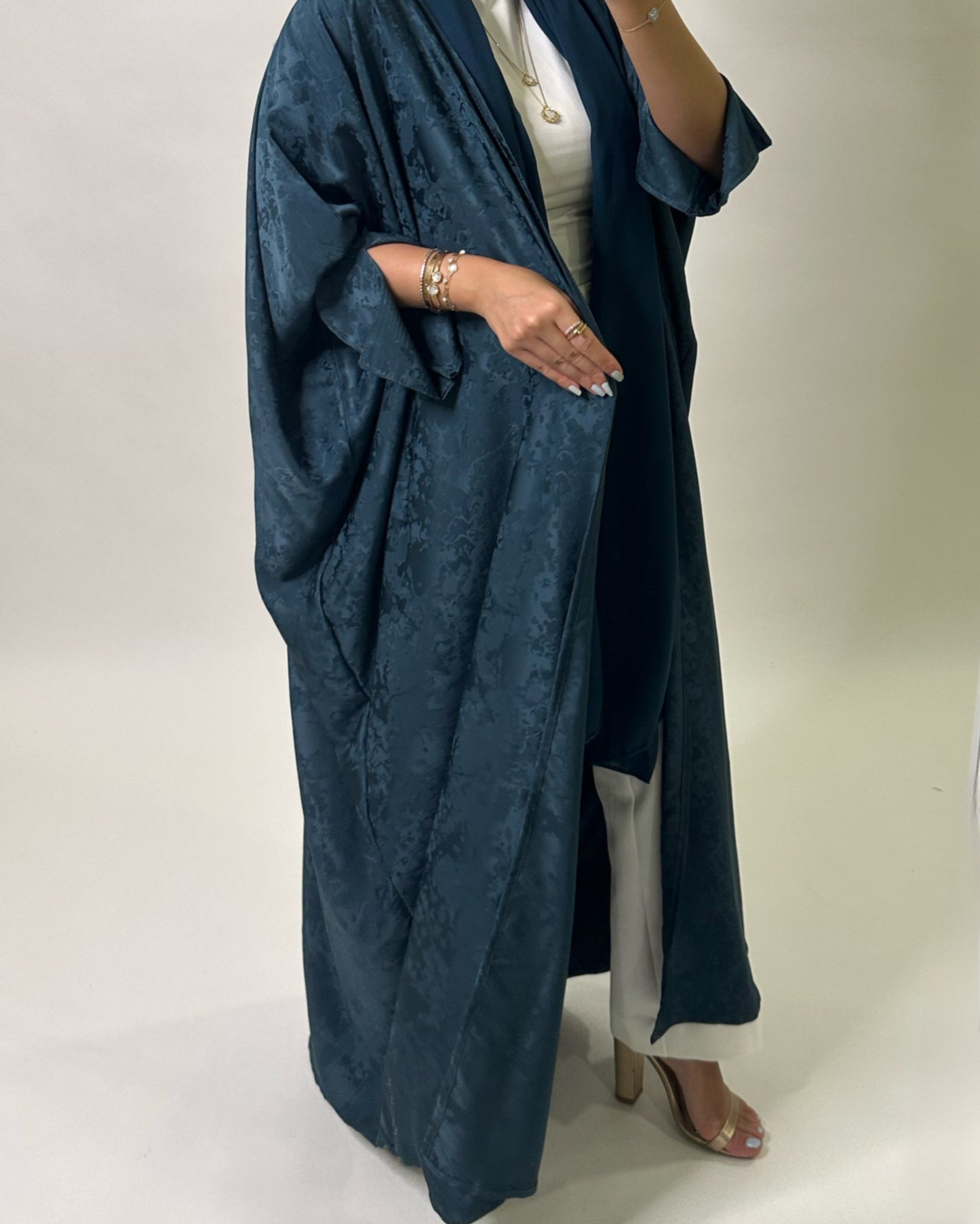 A106 - Dark Blue Luxurious Pattern Abaya