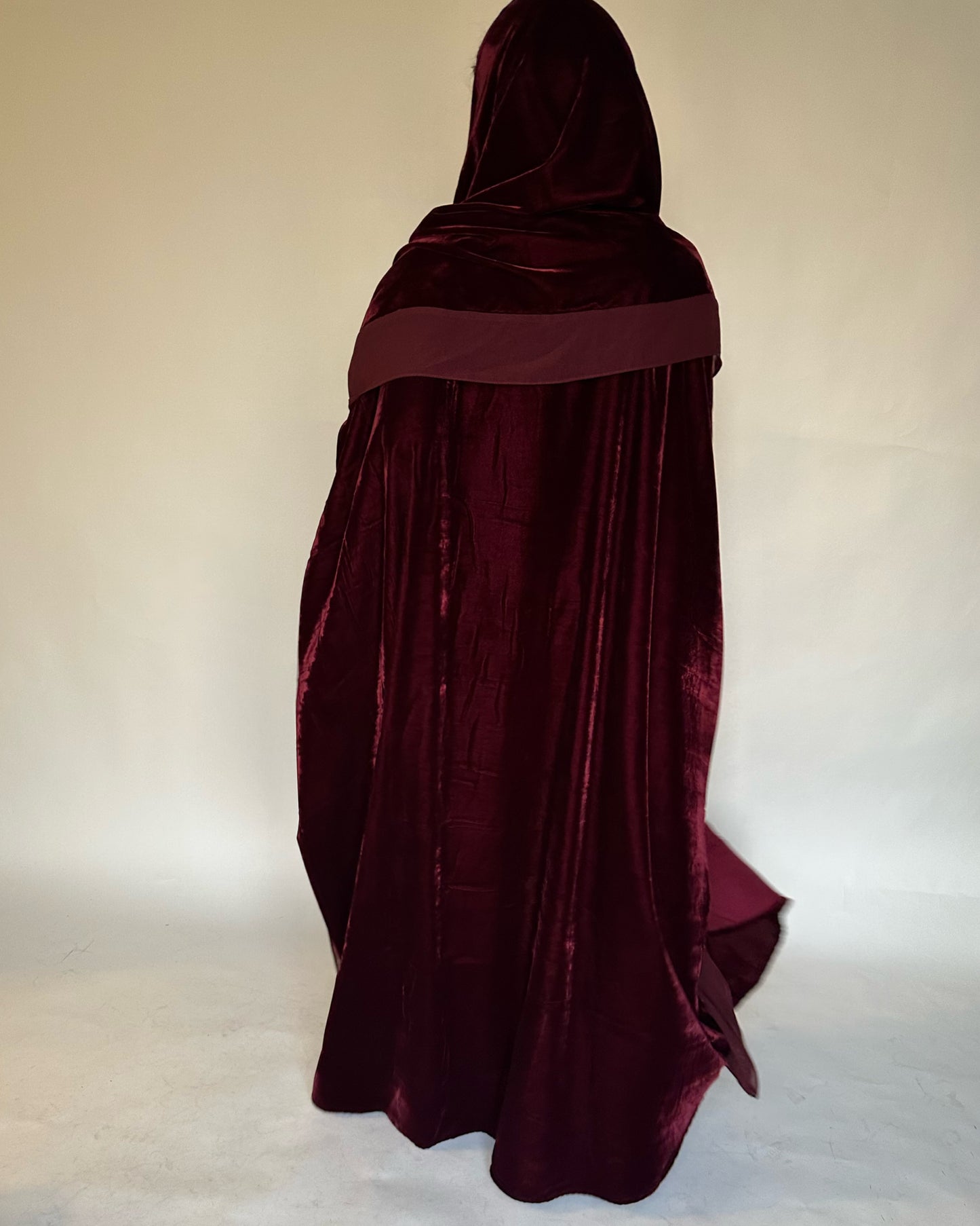 A138 - Maroon Winter Velvet Abaya & Head Scarf