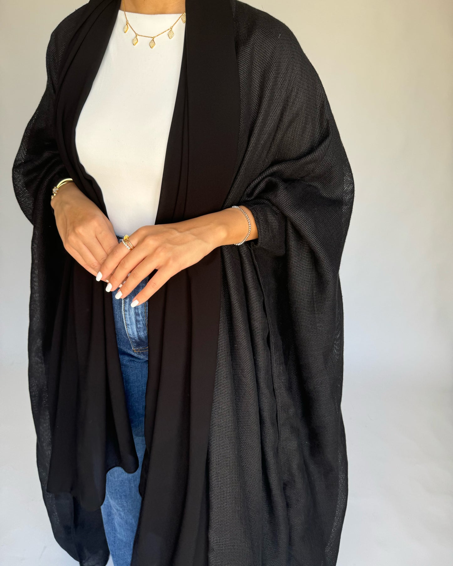 Summer Daily Black Weave Abaya (READY TO SHIP)