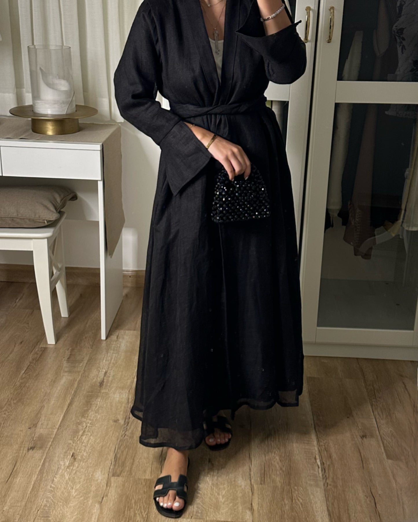 A095 - Black Linen Summer Dress