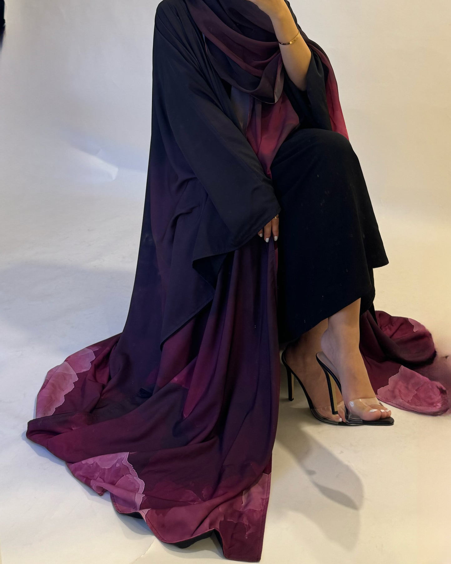 A127 - Pink Gradient Cloud Abaya