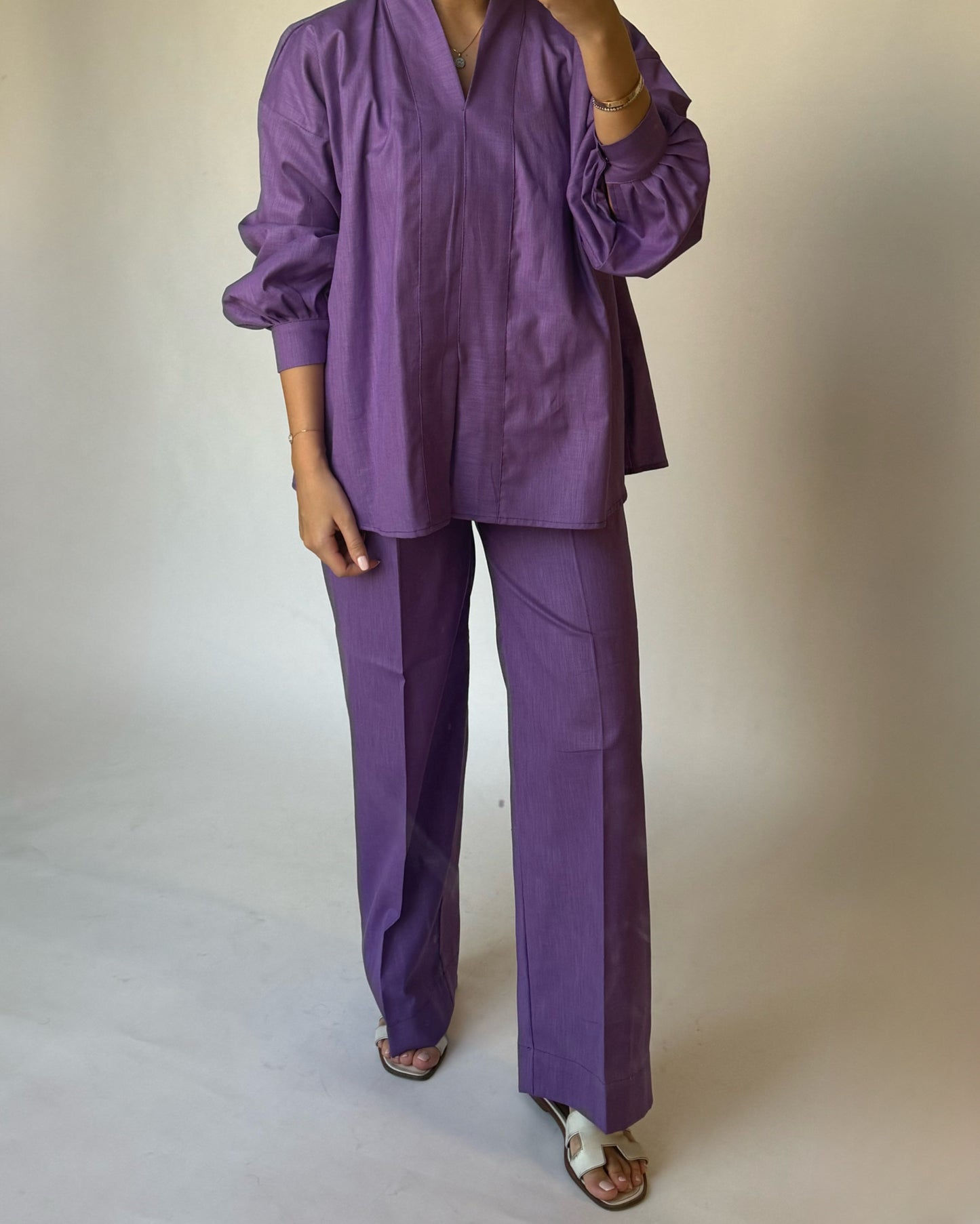 A204 - Purple Summer Linen Set