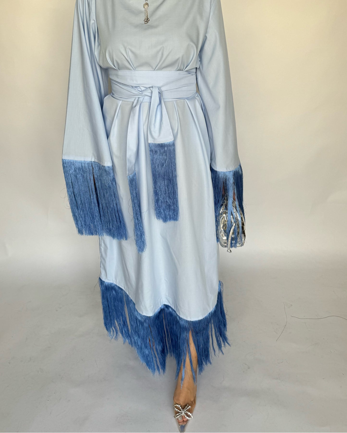 A169 - Light Blue Tassel Dress