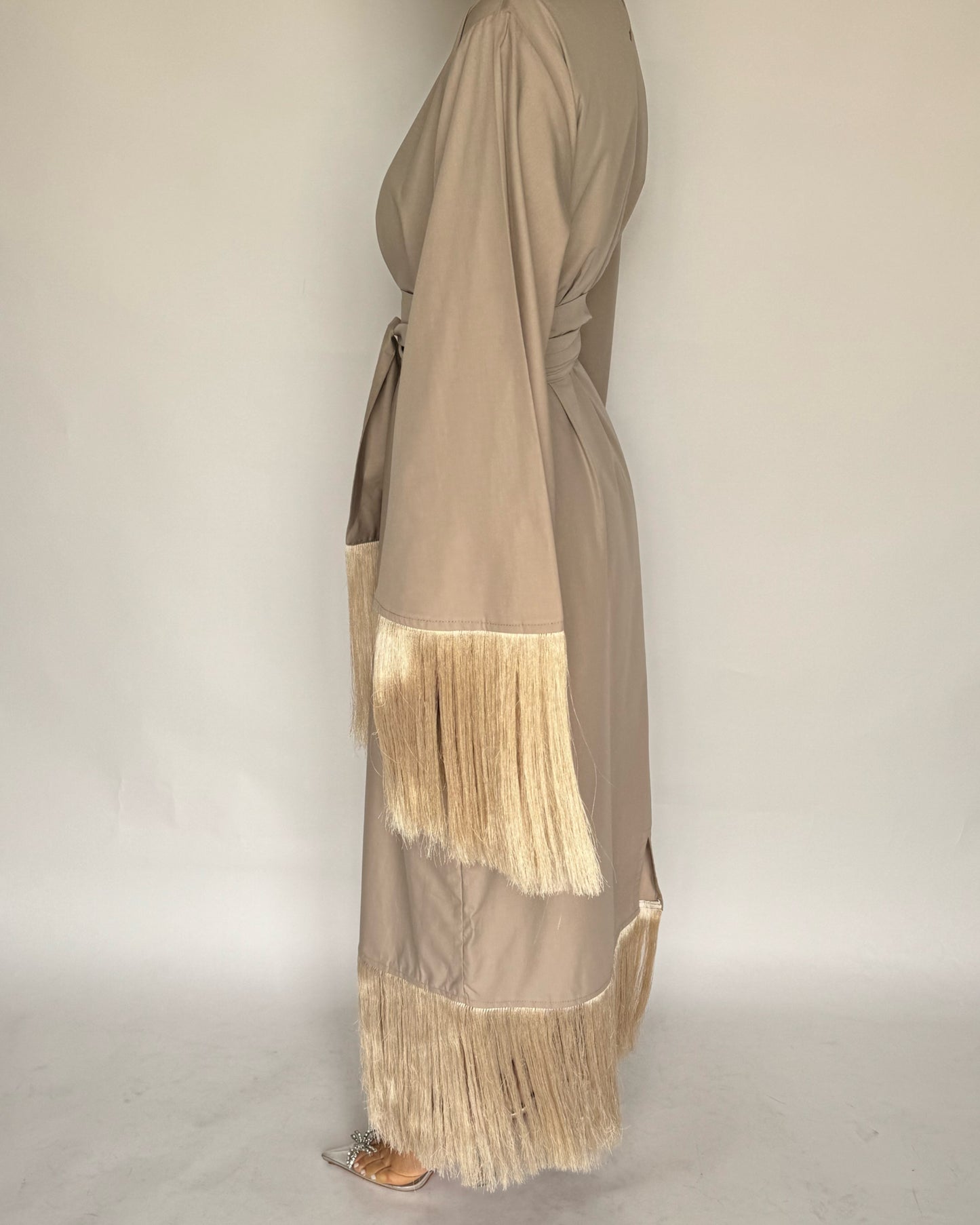 A167 - Beige Tassel Dress