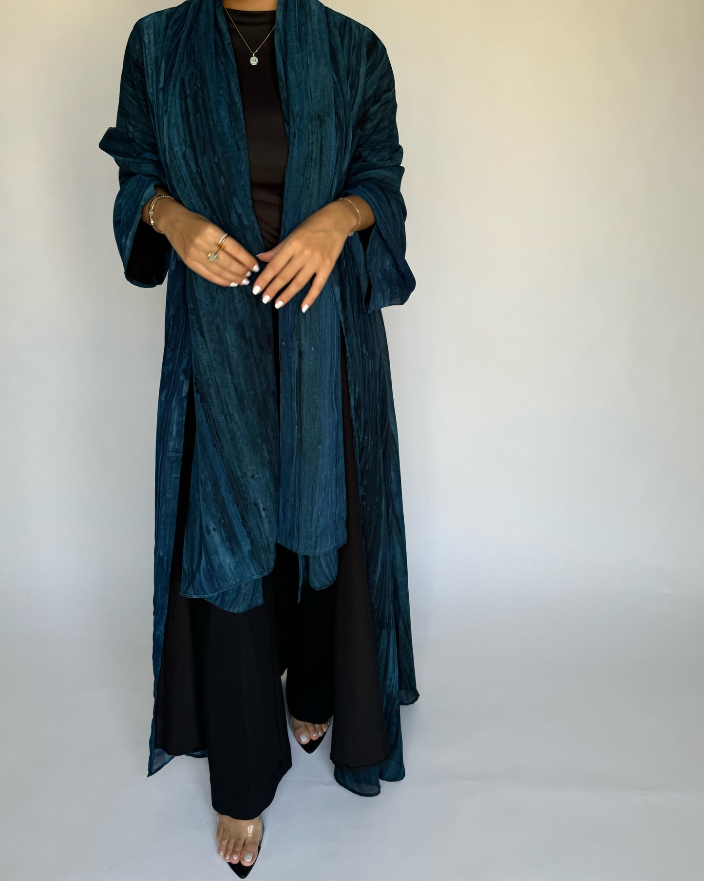 Blue Pattern Abaya (READY TO SHIP)