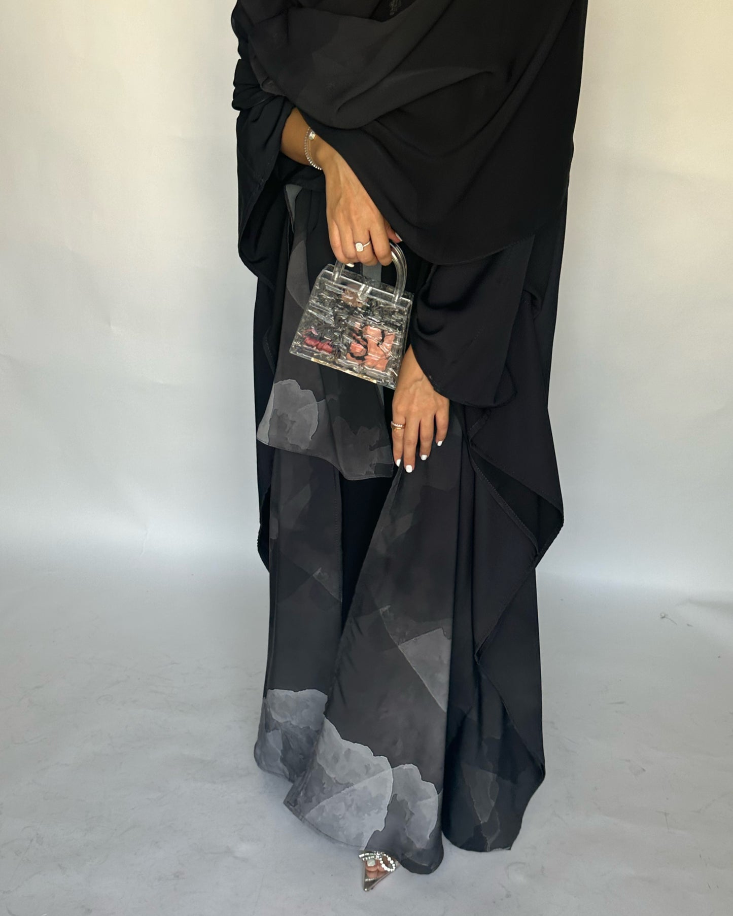 A123 - Gray Gradient Cloud Abaya