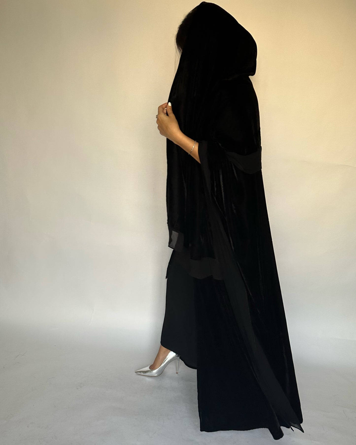 A140 - Black Winter Velvet Abaya & Head Scarf