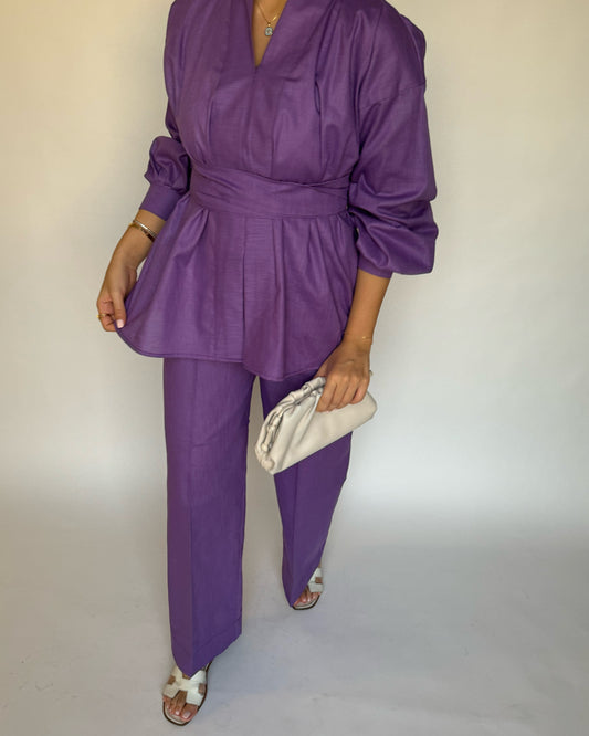 Purple Summer Linen Set (READY TO SHIP)