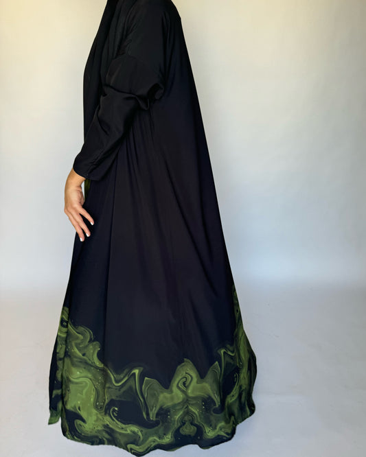 A227 - Black & Green Sea Abaya