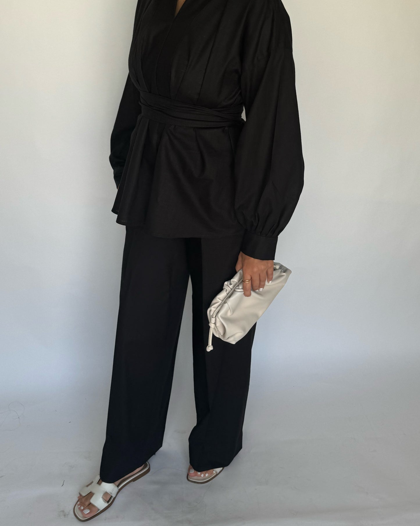 A196 - Black Summer Linen Set