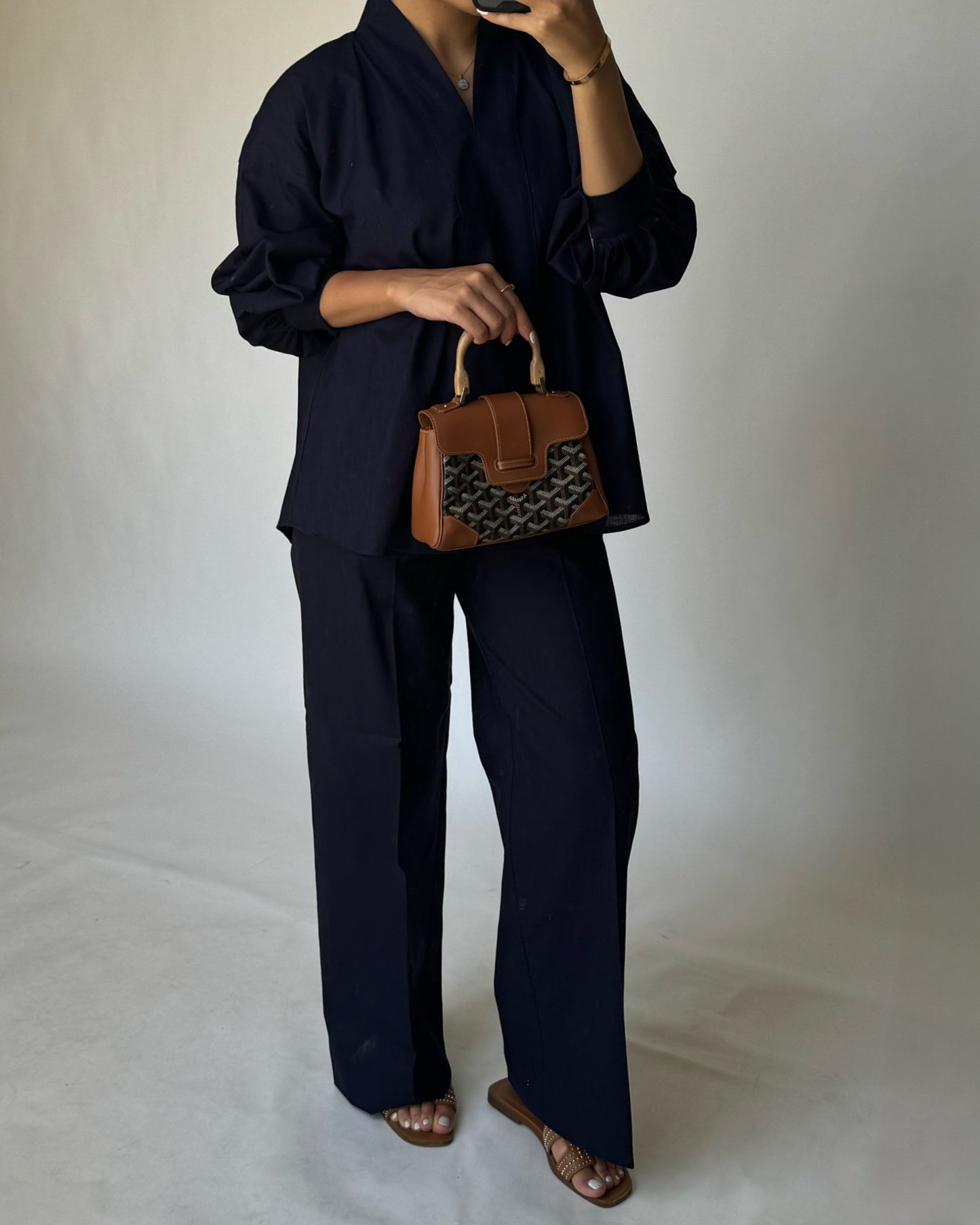 A192 - Navy Blue Summer Linen Set