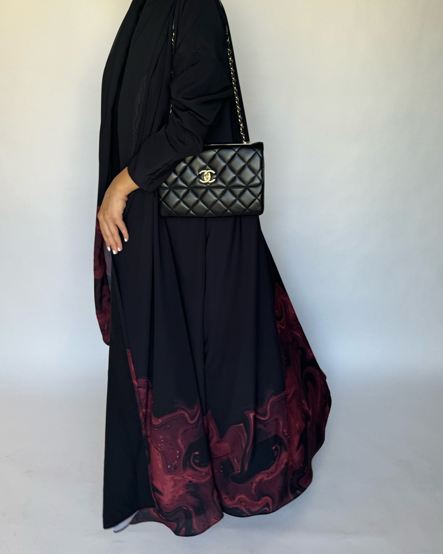 A228 - Black & Maroon Sea Abaya