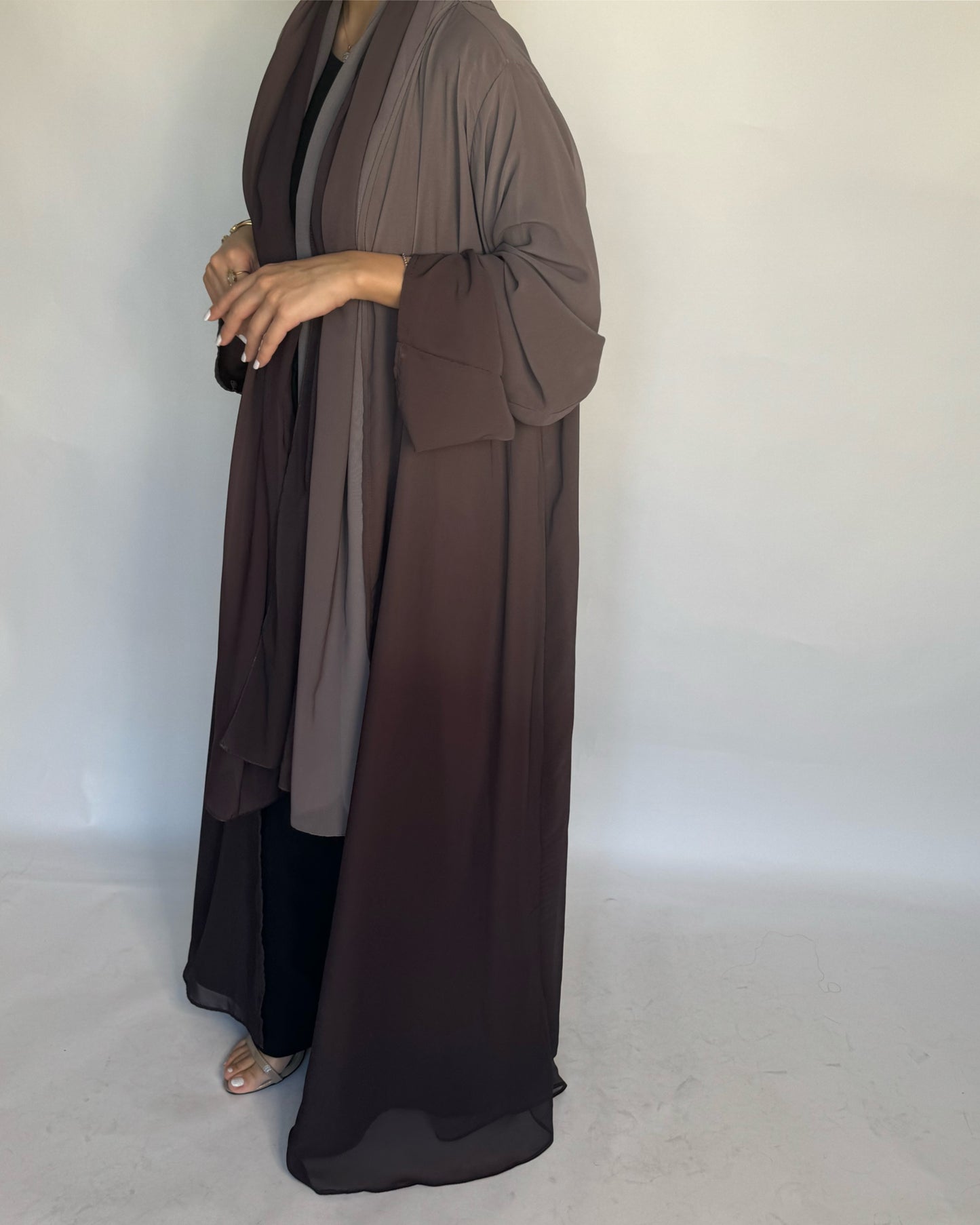 Shades of Brown Ombre Flowy Abaya (READY TO SHIP)