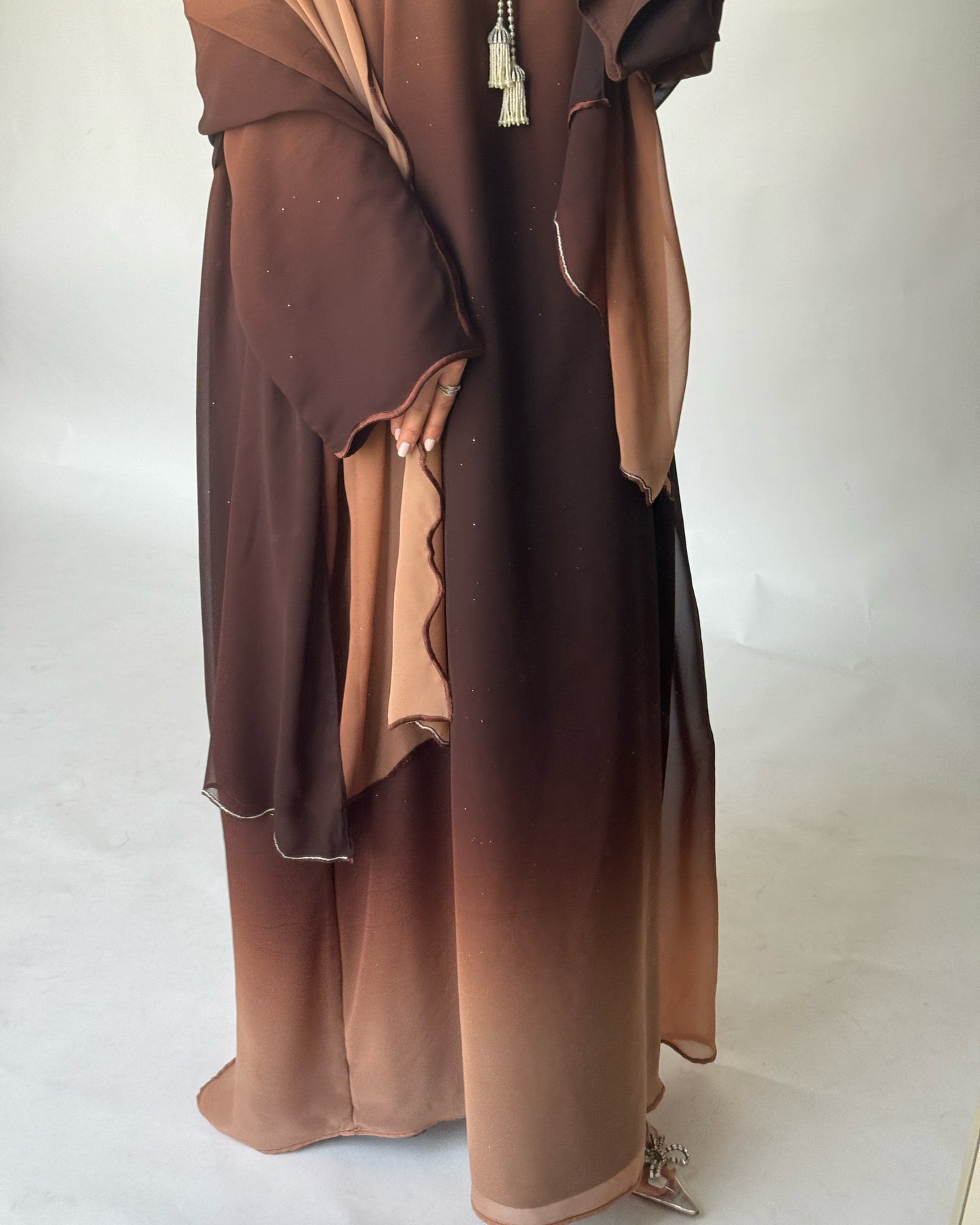 A162 - Brown Ombre Sparkly Jalabiya