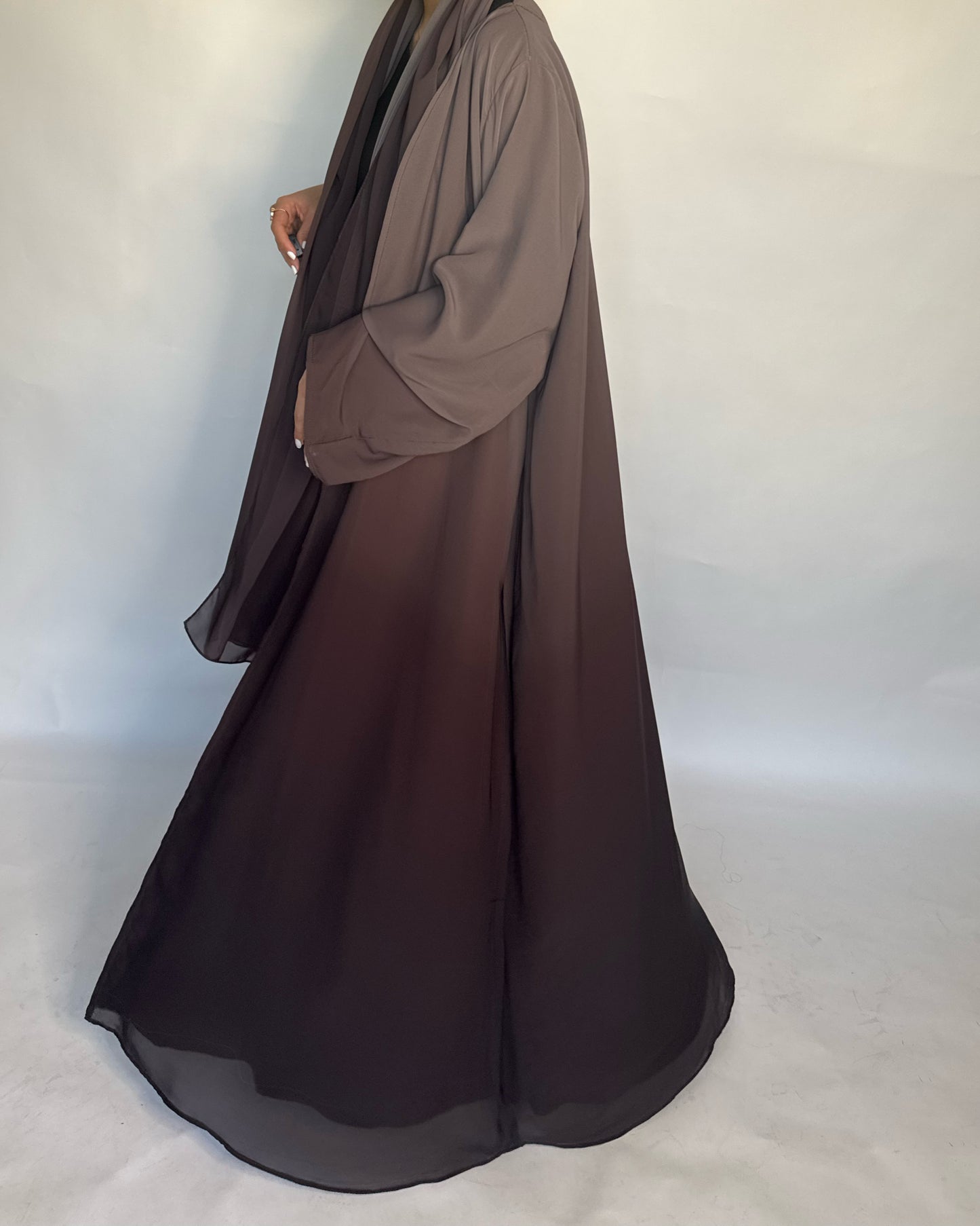 Shades of Brown Ombre Flowy Abaya (READY TO SHIP)