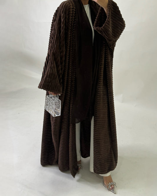 Brown Fur Abaya (READY TO SHIP)