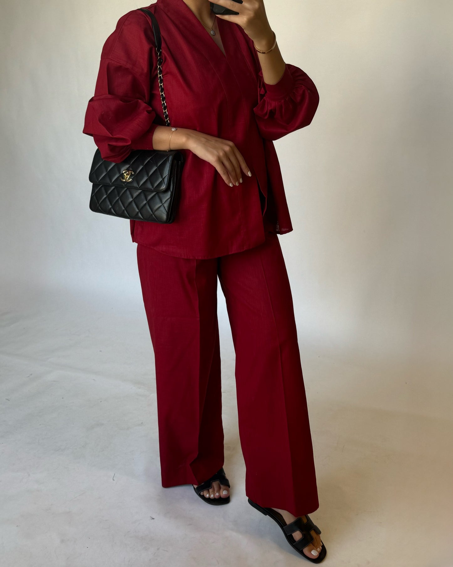 A198 - Maroon Summer Linen Set