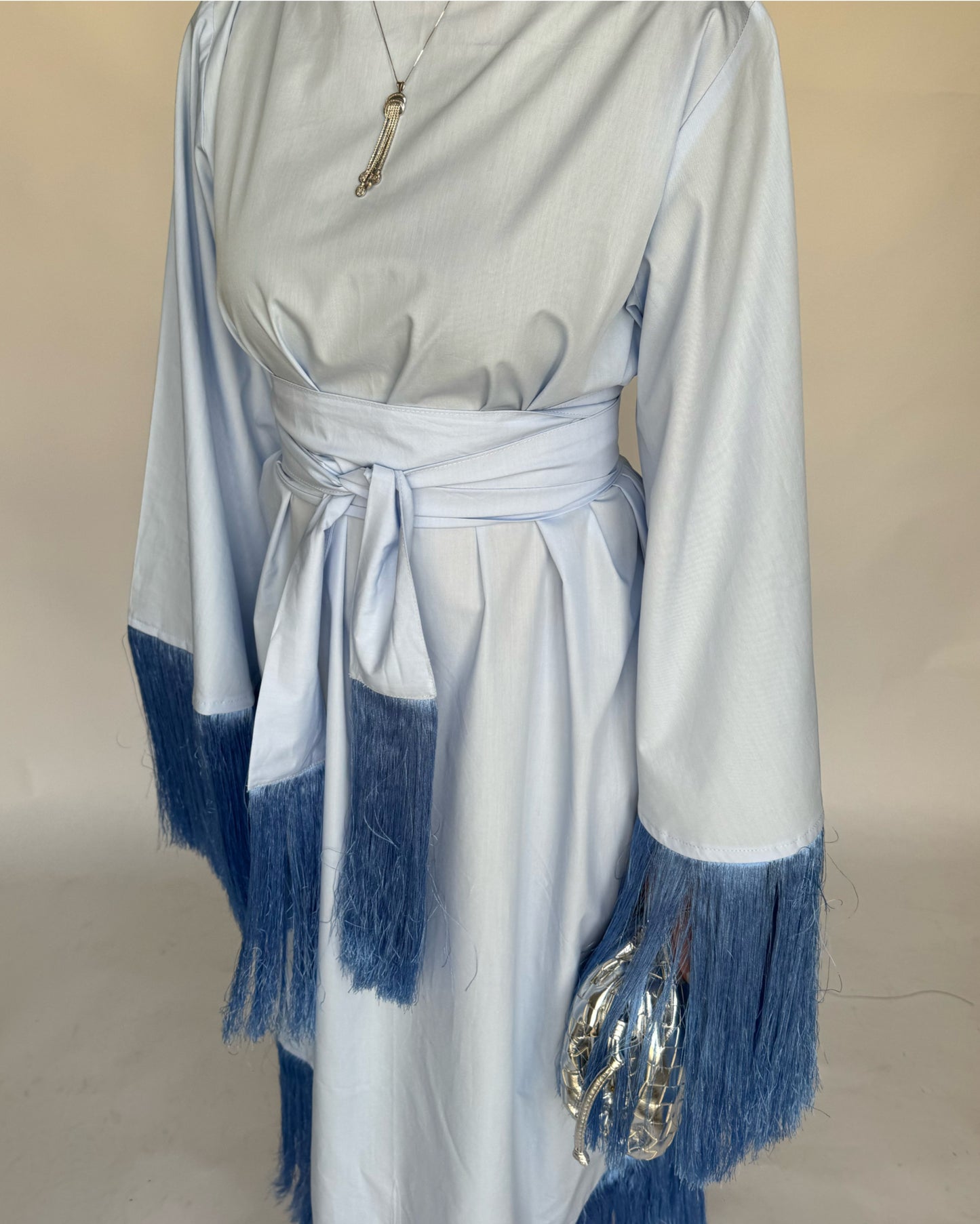 A169 - Light Blue Tassel Dress