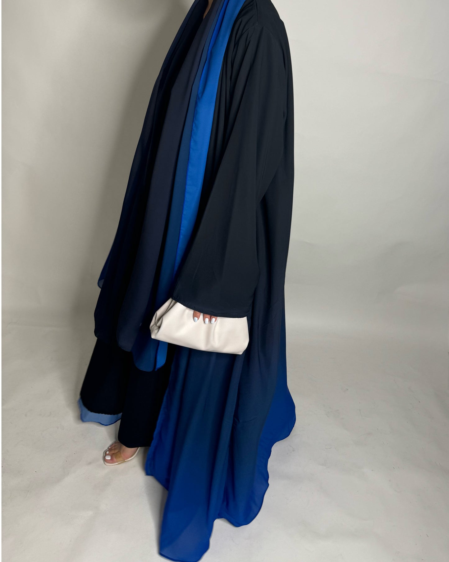 A182 - Black Blue Ombre Flowy Abaya