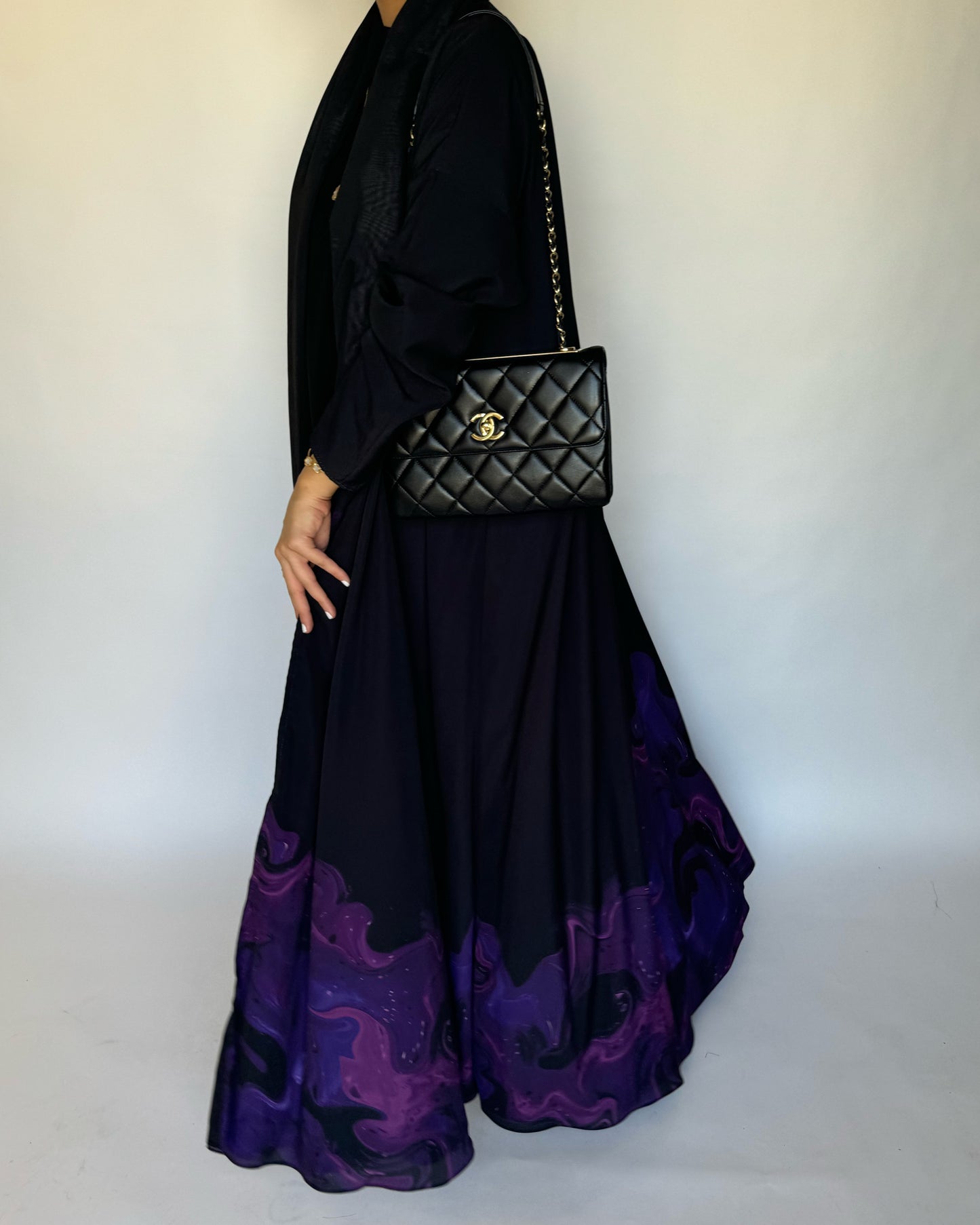 A229 - Black & Royal Purple Sea Abaya