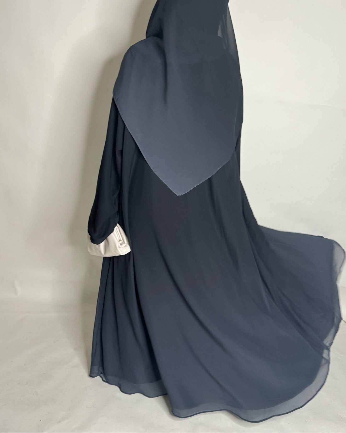 A181 - Black Gray Ombre Flowy Abaya (READY TO SHIP)