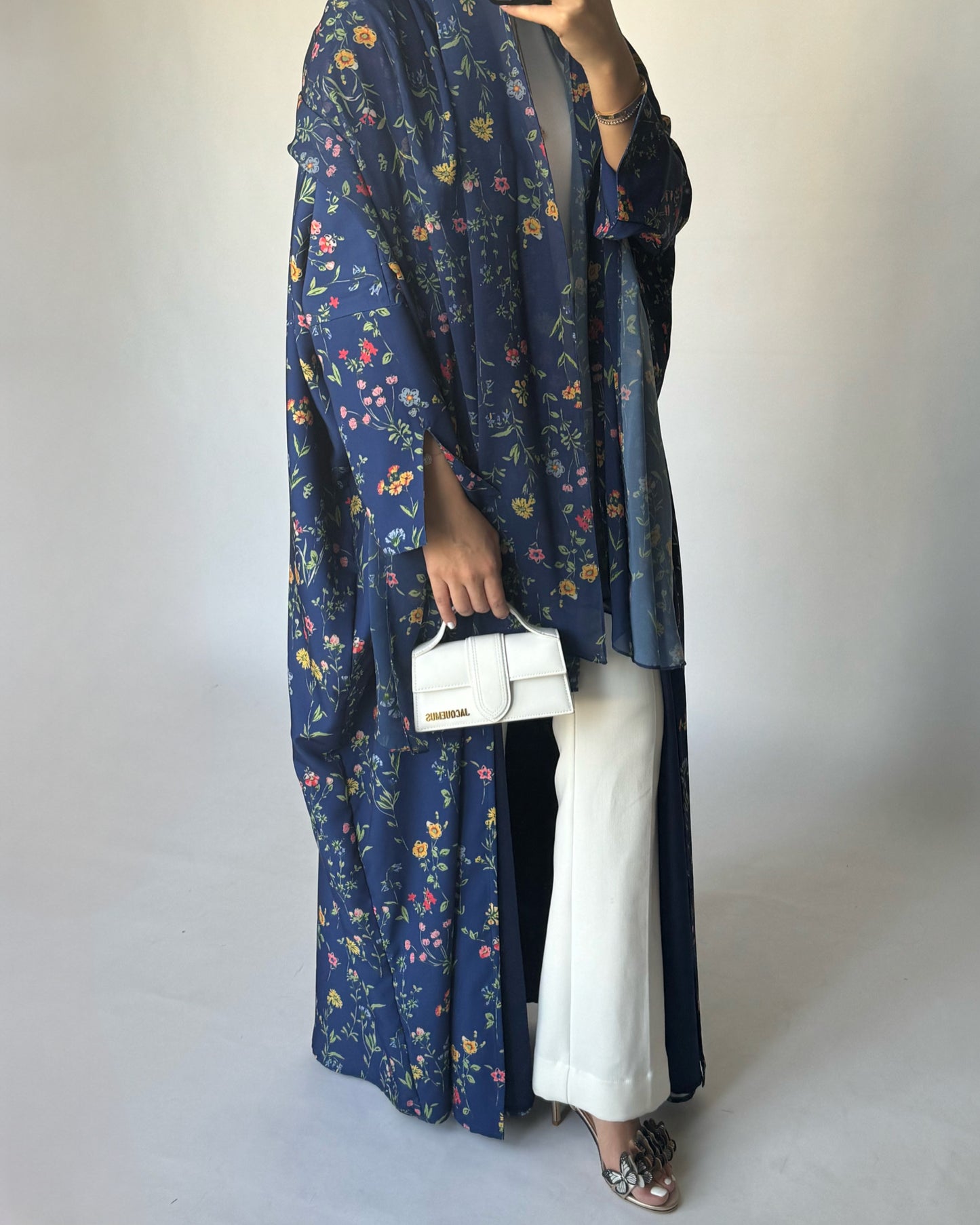 A246 - Blue Summery Flower Abaya