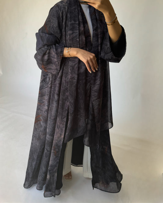 A187 - Purple-ish Grey Pattern Abaya